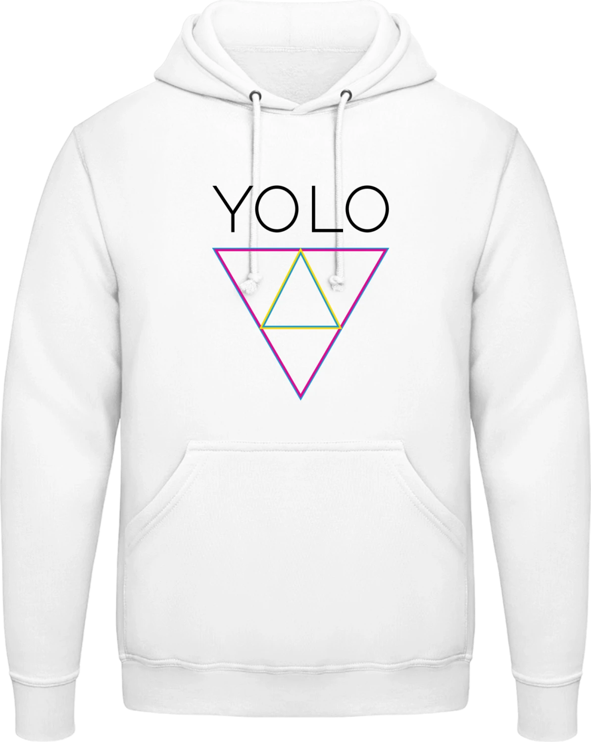 YOLO Triangle - Arctic white AWDis man hoodie - Front