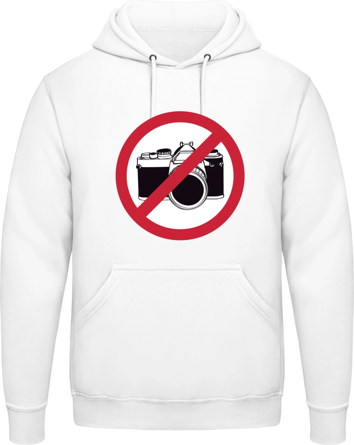 No Pictures Warning - Arctic white AWDis man hoodie - Front