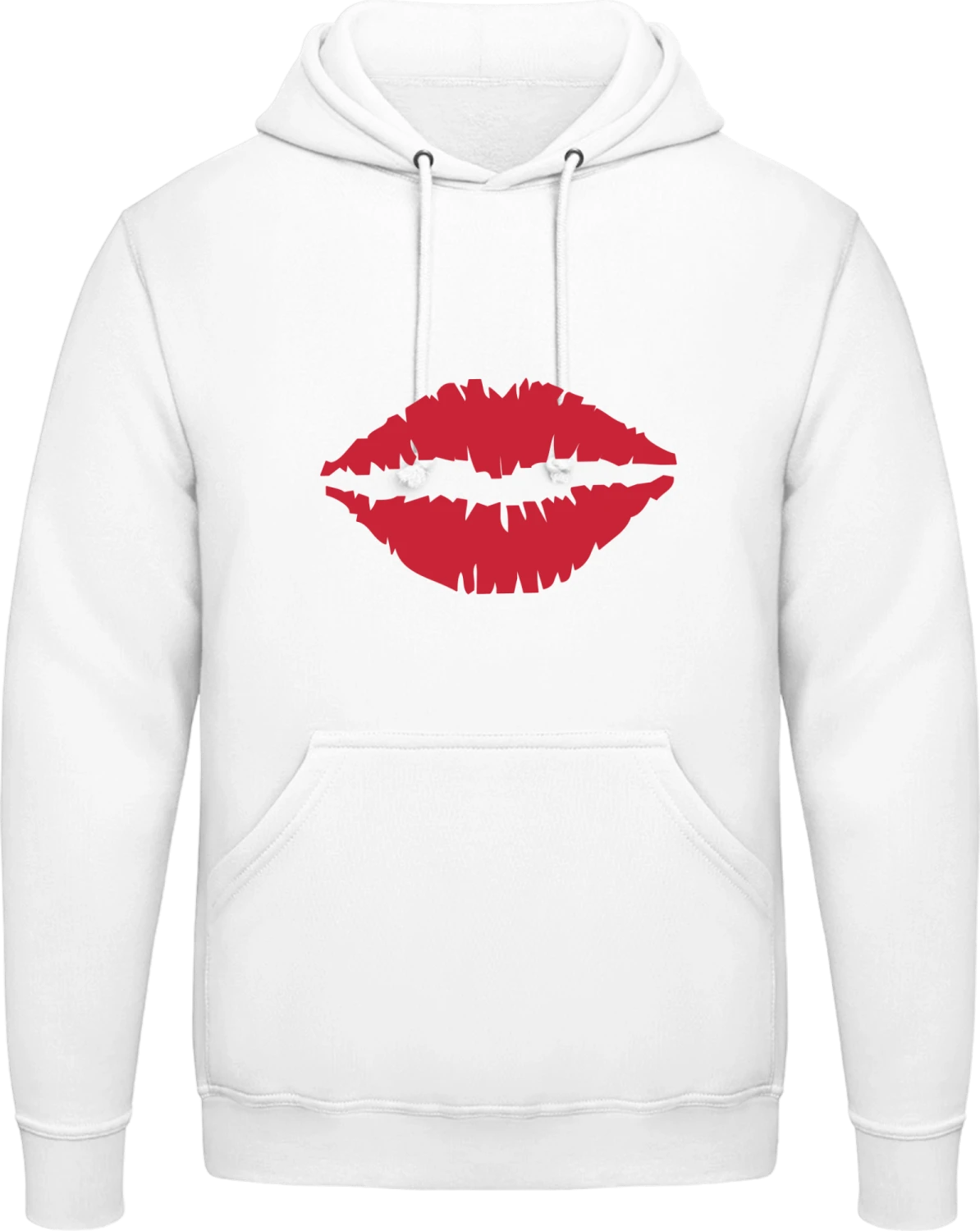 Red Kiss Lips - Arctic white AWDis man hoodie - Front