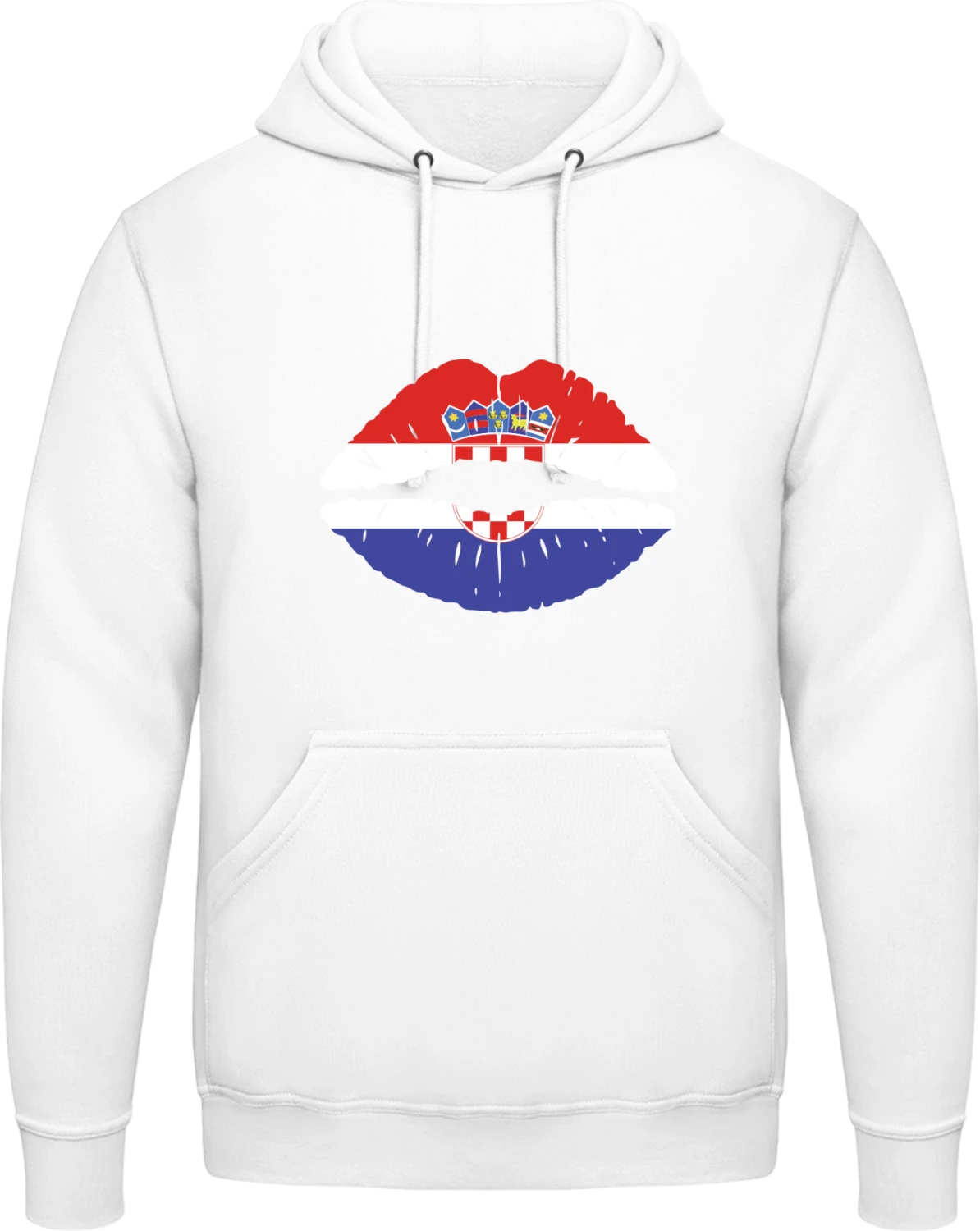 Croatian Kiss Flag - Arctic white AWDis man hoodie - Front