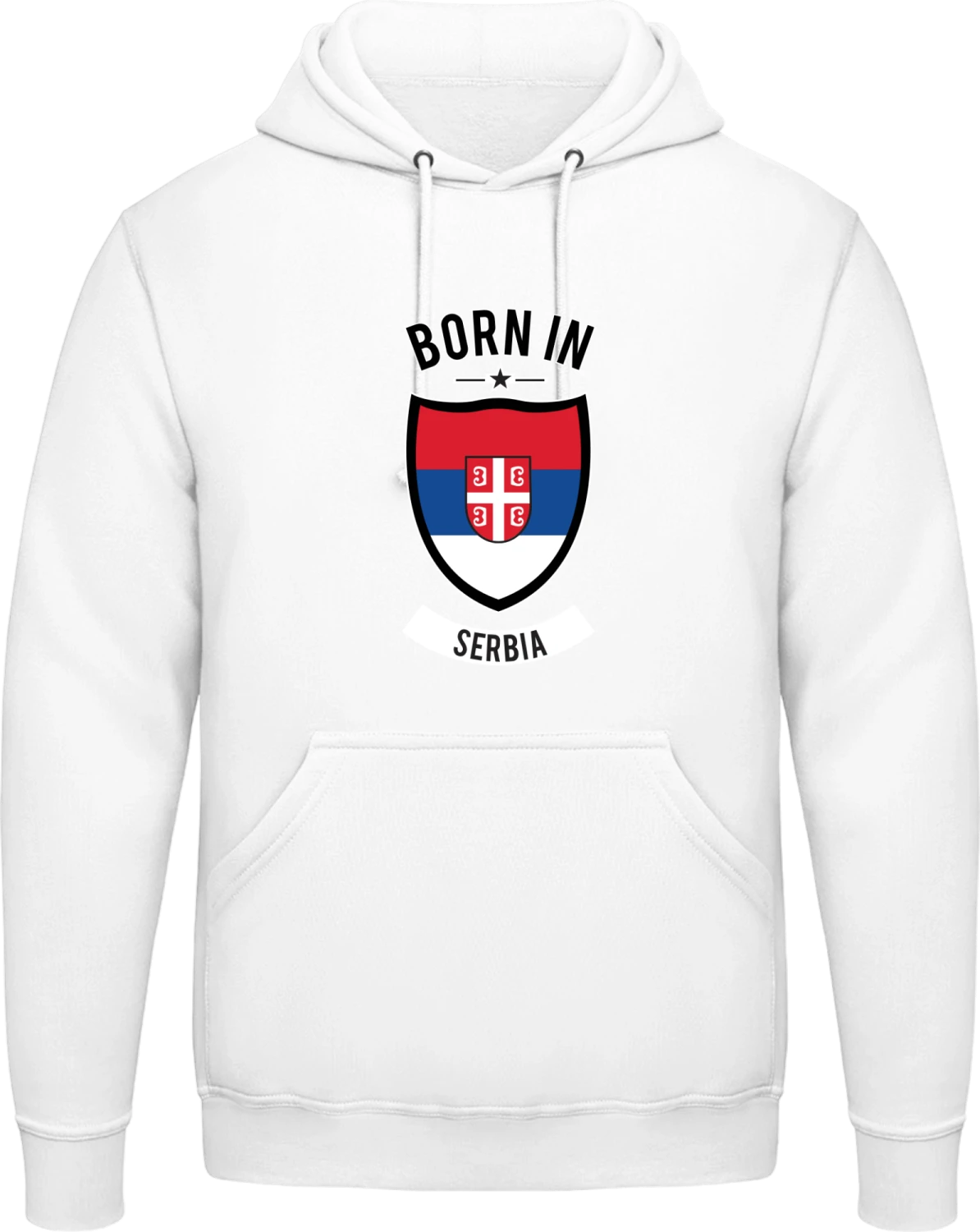 Born in Serbia - Arctic white AWDis man hoodie - Front