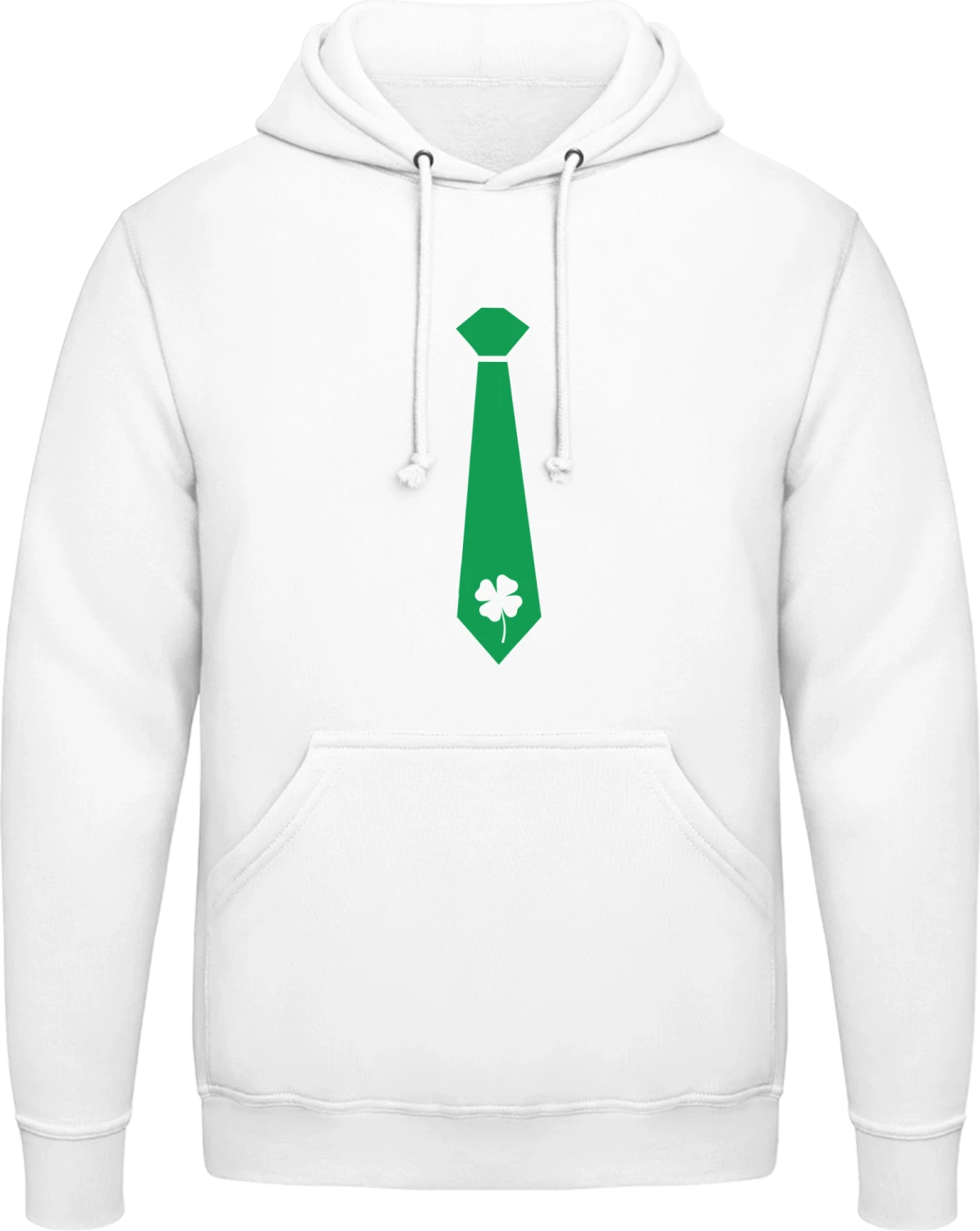 Green Tie - Arctic white AWDis man hoodie - Front