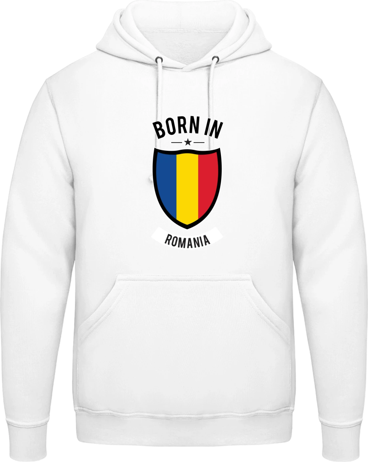 Born in Romania - Arctic white AWDis man hoodie - Front