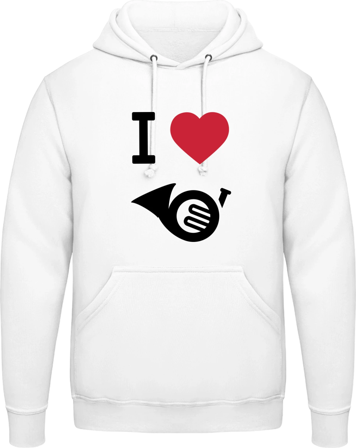 I Heart French Horn - Arctic white AWDis man hoodie - Front