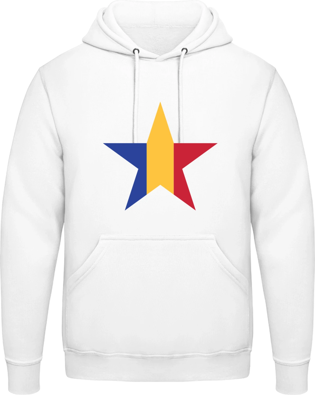 Romanian Star - Arctic white AWDis man hoodie - Front