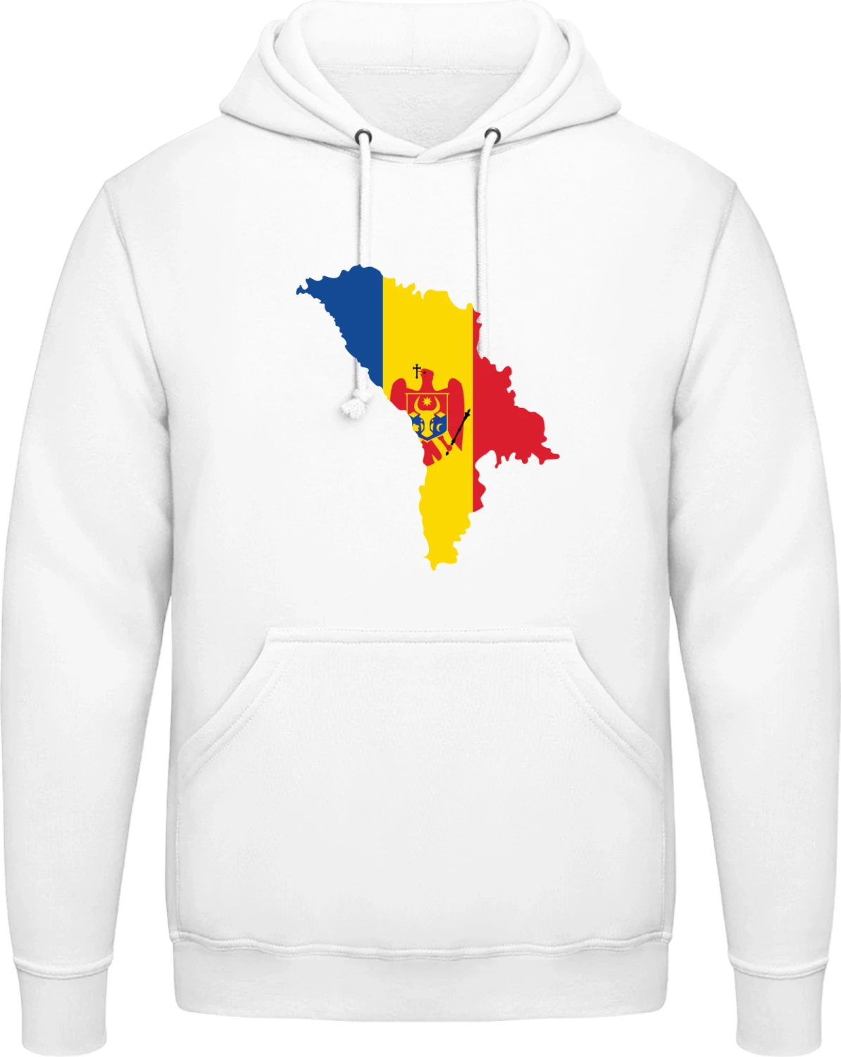 Moldova Map Crest - Arctic white AWDis man hoodie - Front