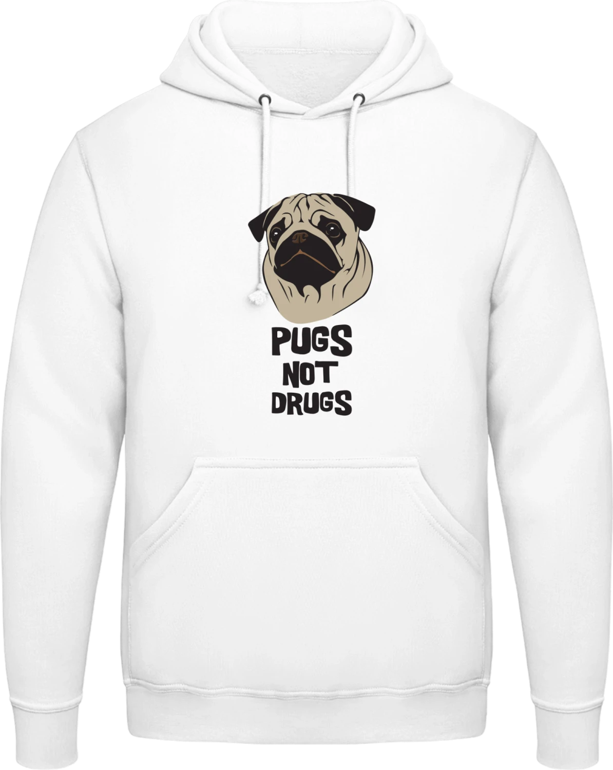 Pugs Not Drugs - Arctic white AWDis man hoodie - Front