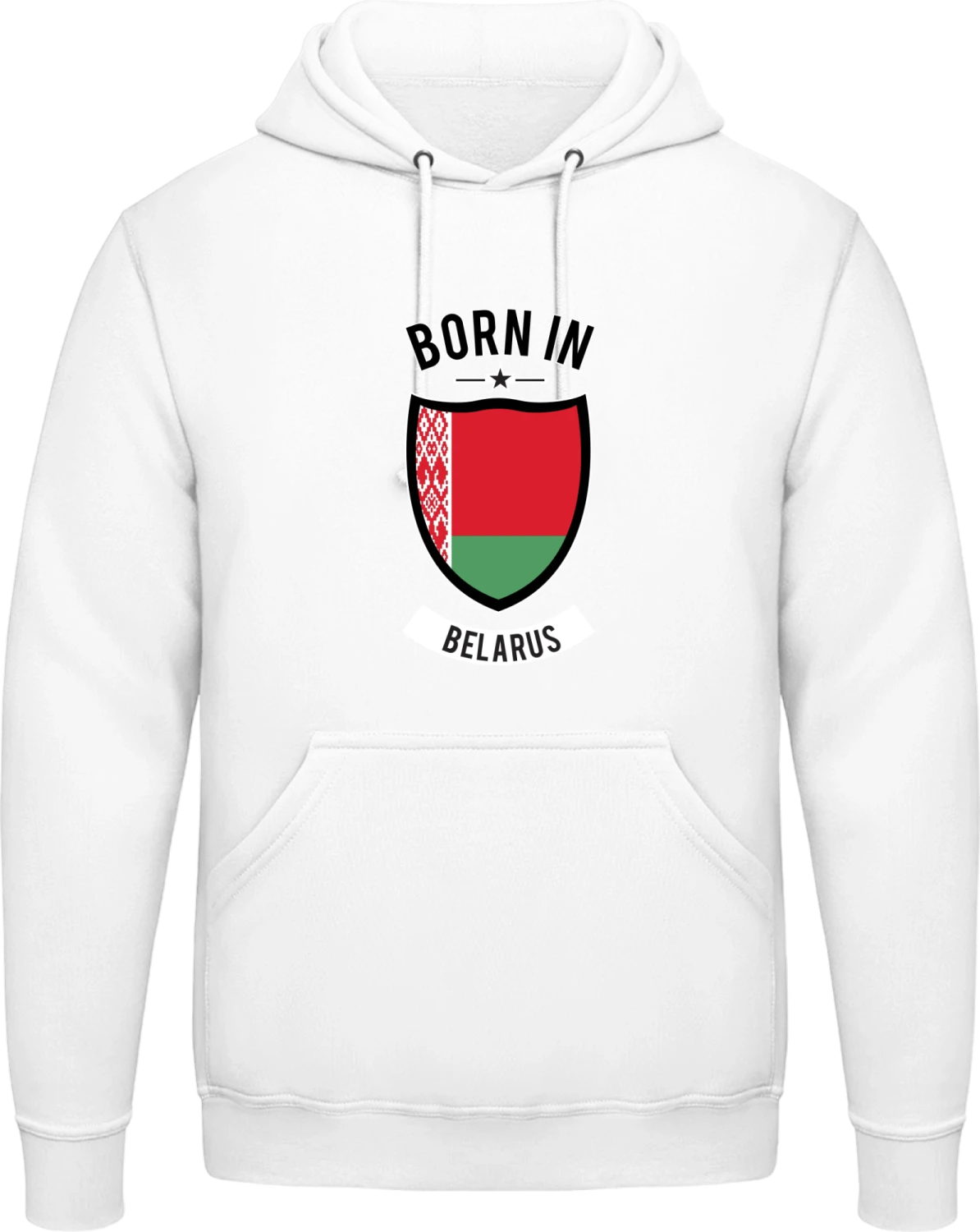 Born in Belarus - Arctic white AWDis man hoodie - Front