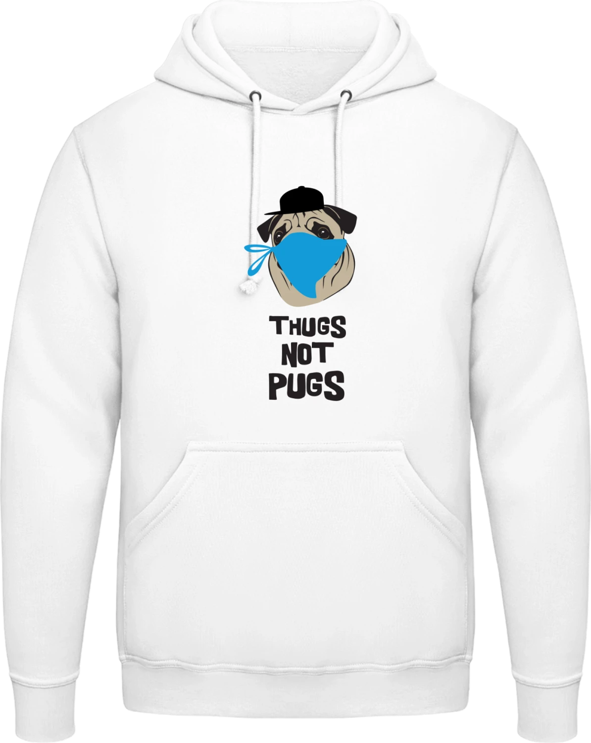 Thugs Not Pugs - Arctic white AWDis man hoodie - Front