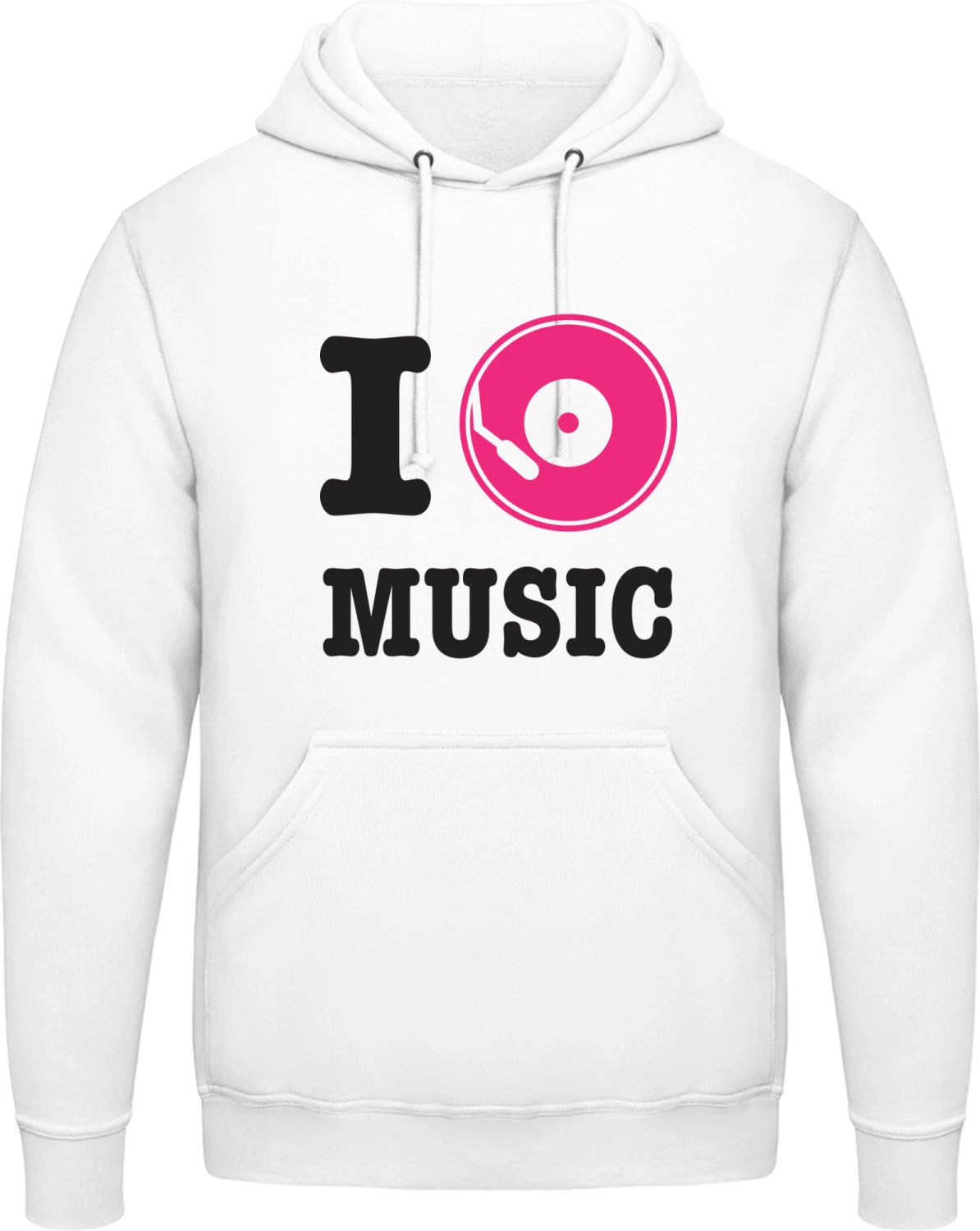 I Love Music - Arctic white AWDis man hoodie - Front