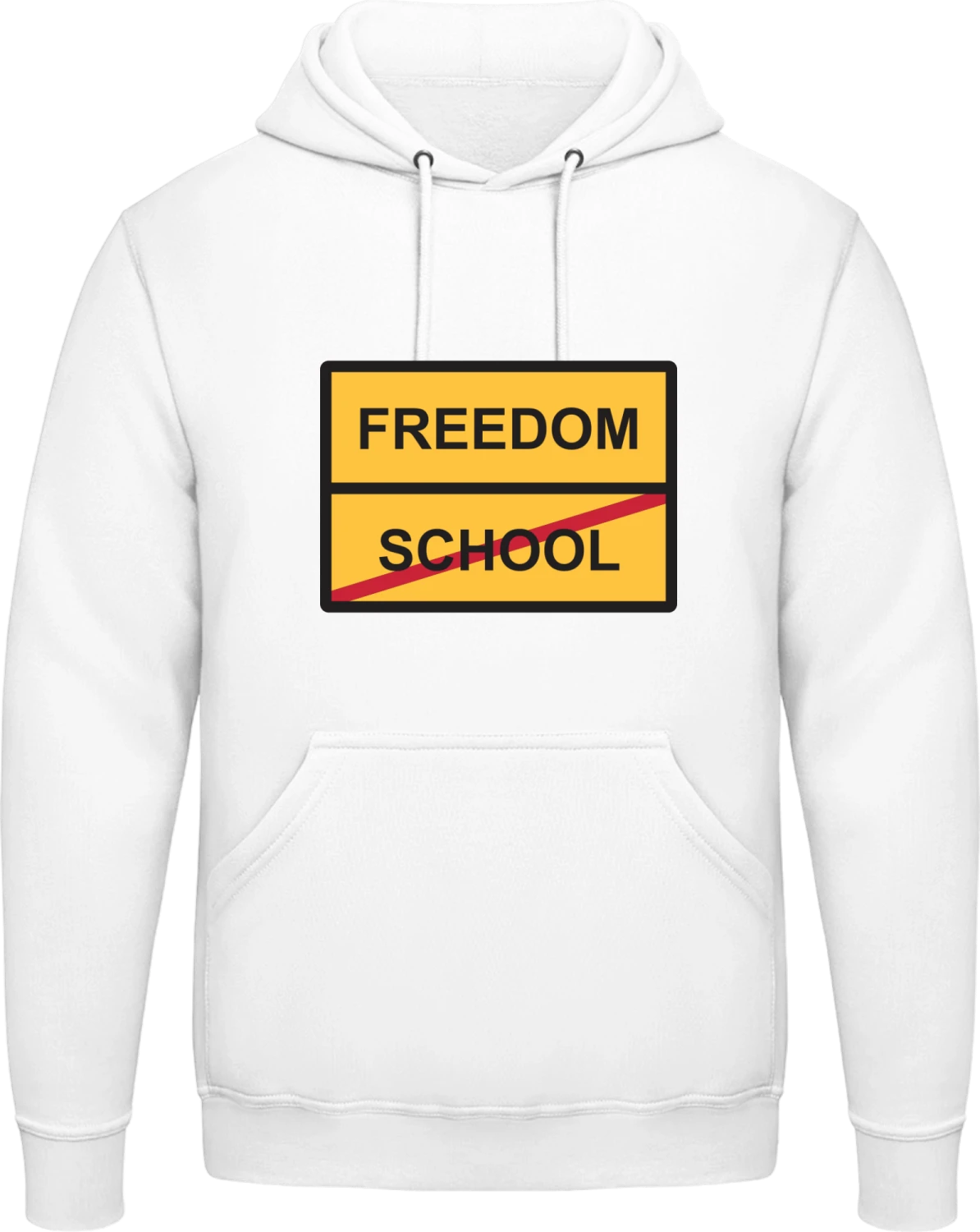 Freedom vs School - Arctic white AWDis man hoodie - Front