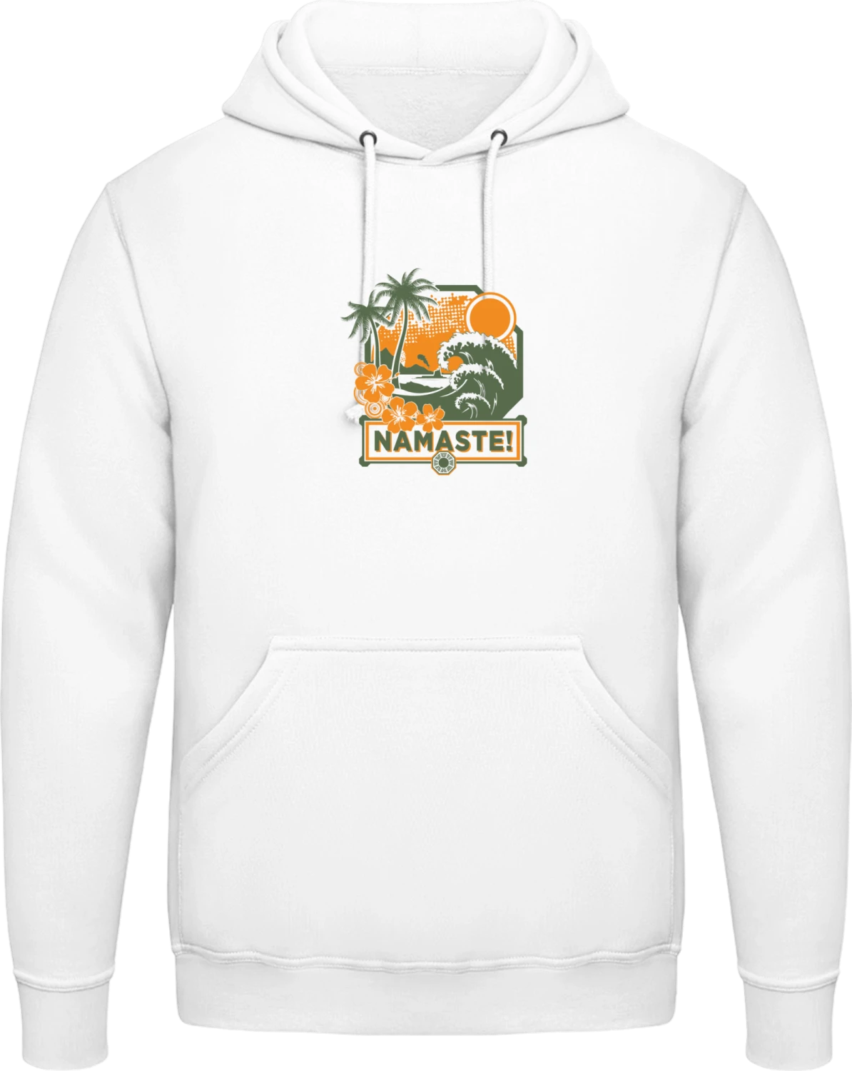 Namaste - Arctic white AWDis man hoodie - Front