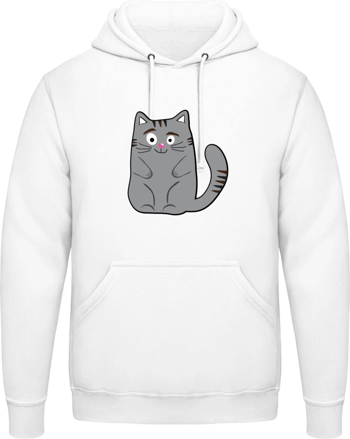 Cat Illustration - Arctic white AWDis man hoodie - Front