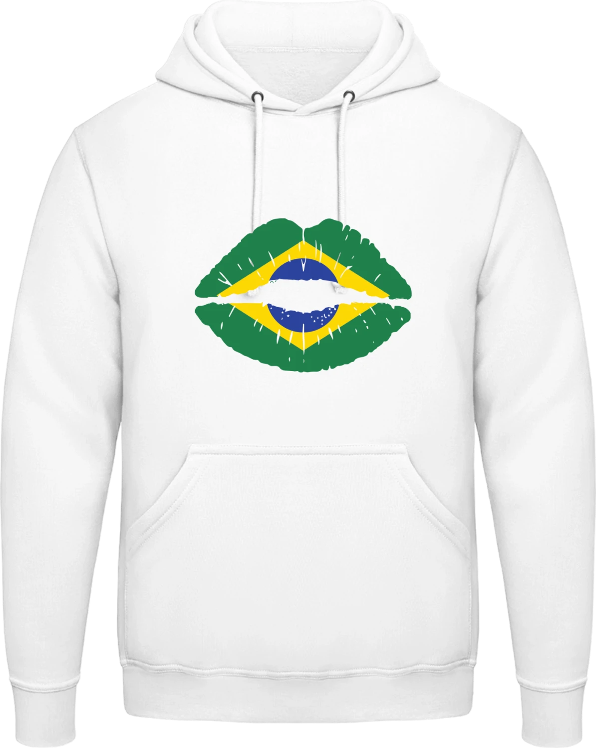 Brazil Kiss Flag - Arctic white AWDis man hoodie - Front