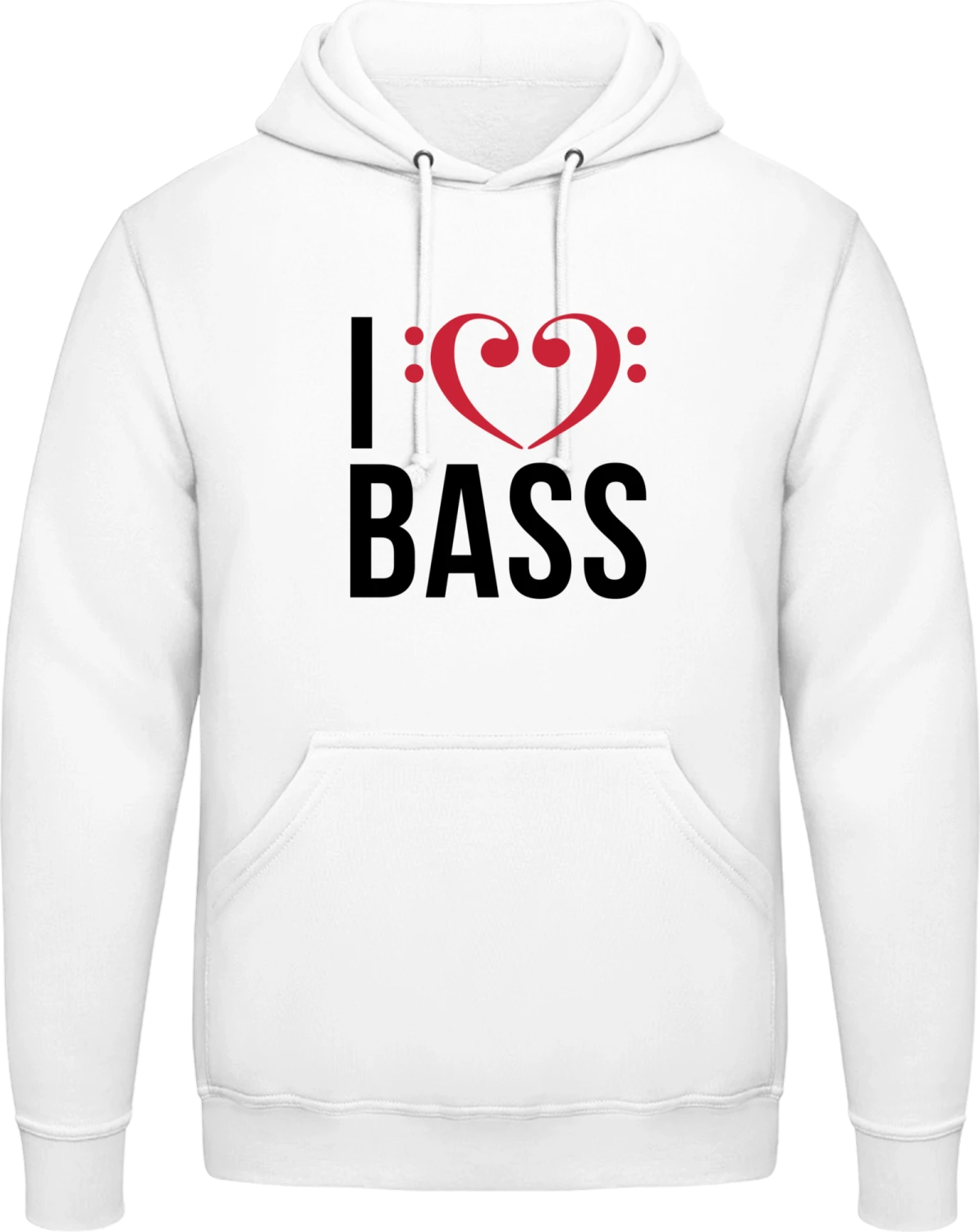 I Love Bass - Arctic white AWDis man hoodie - Front