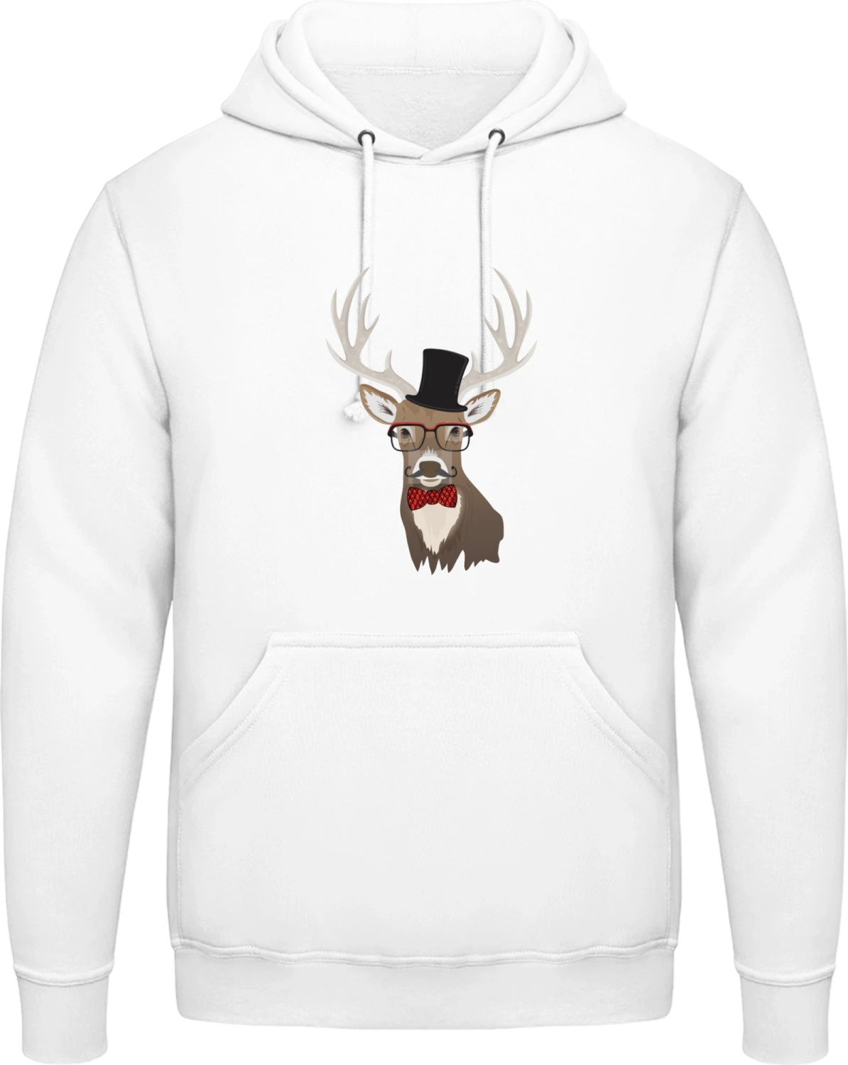 Mustache Deer Stag - Arctic white AWDis man hoodie - Front