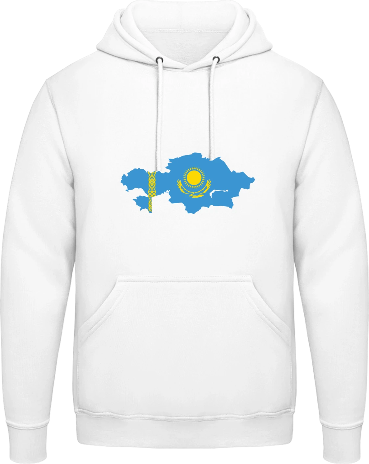 Kazakhstan Map - Arctic white AWDis man hoodie - Front