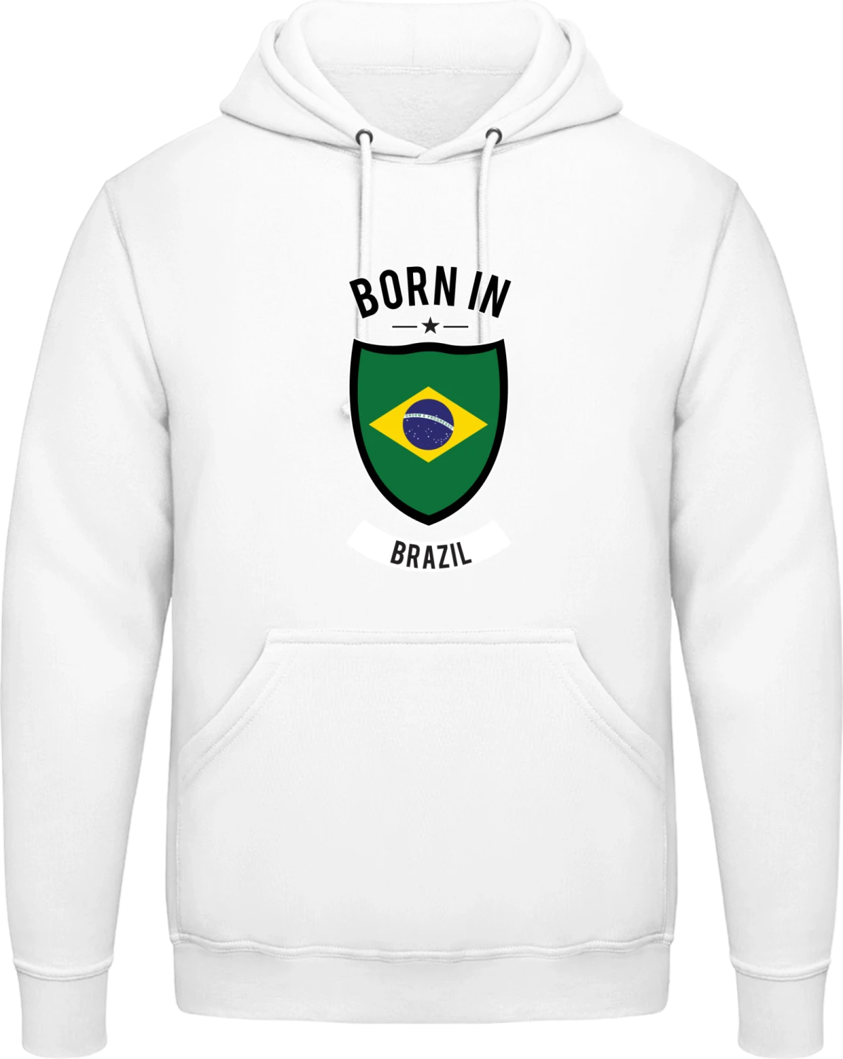 Born in Brazil - Arctic white AWDis man hoodie - Front