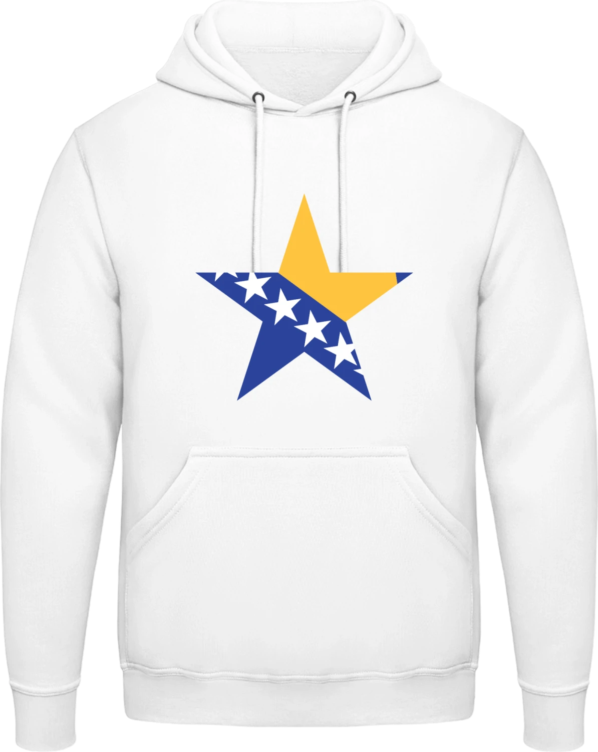 Bosnian Star - Arctic white AWDis man hoodie - Front