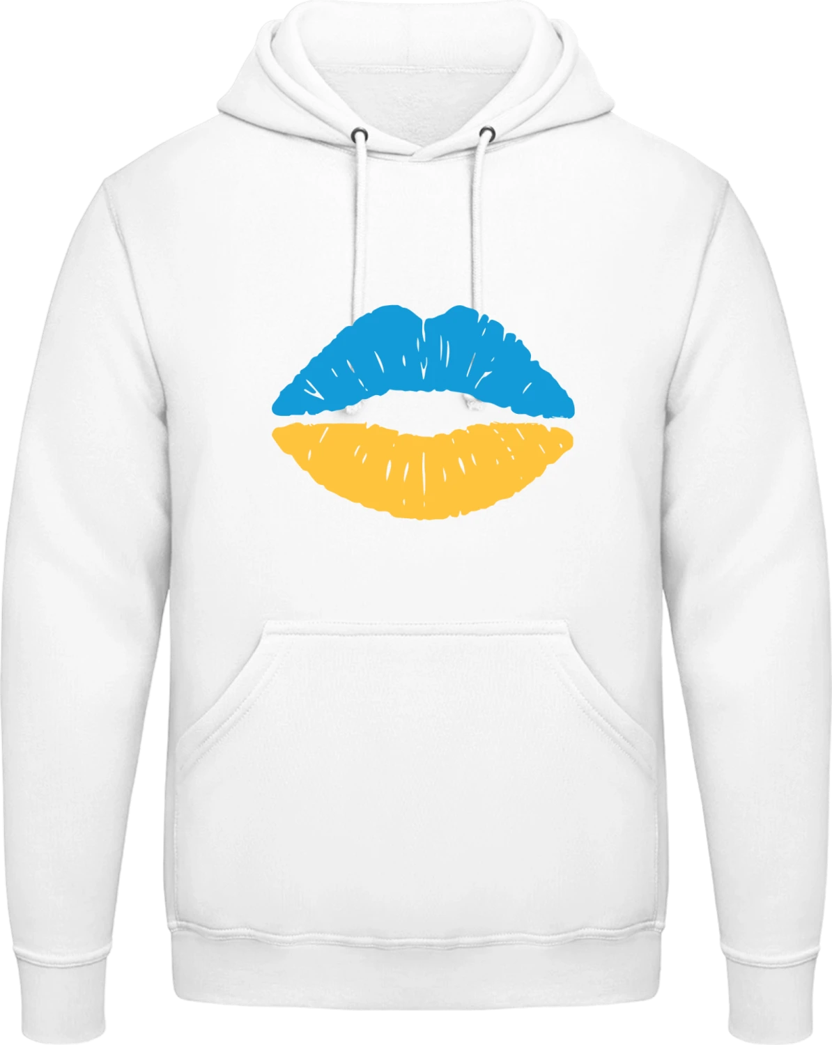 Ukraine Kiss Flag - Arctic white AWDis man hoodie - Front