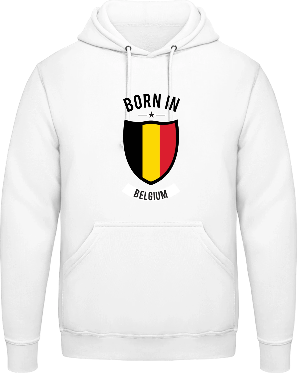 Born in Belgium - Arctic white AWDis man hoodie - Front