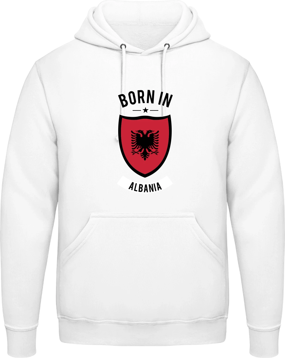 Born in Albania - Arctic white AWDis man hoodie - Front