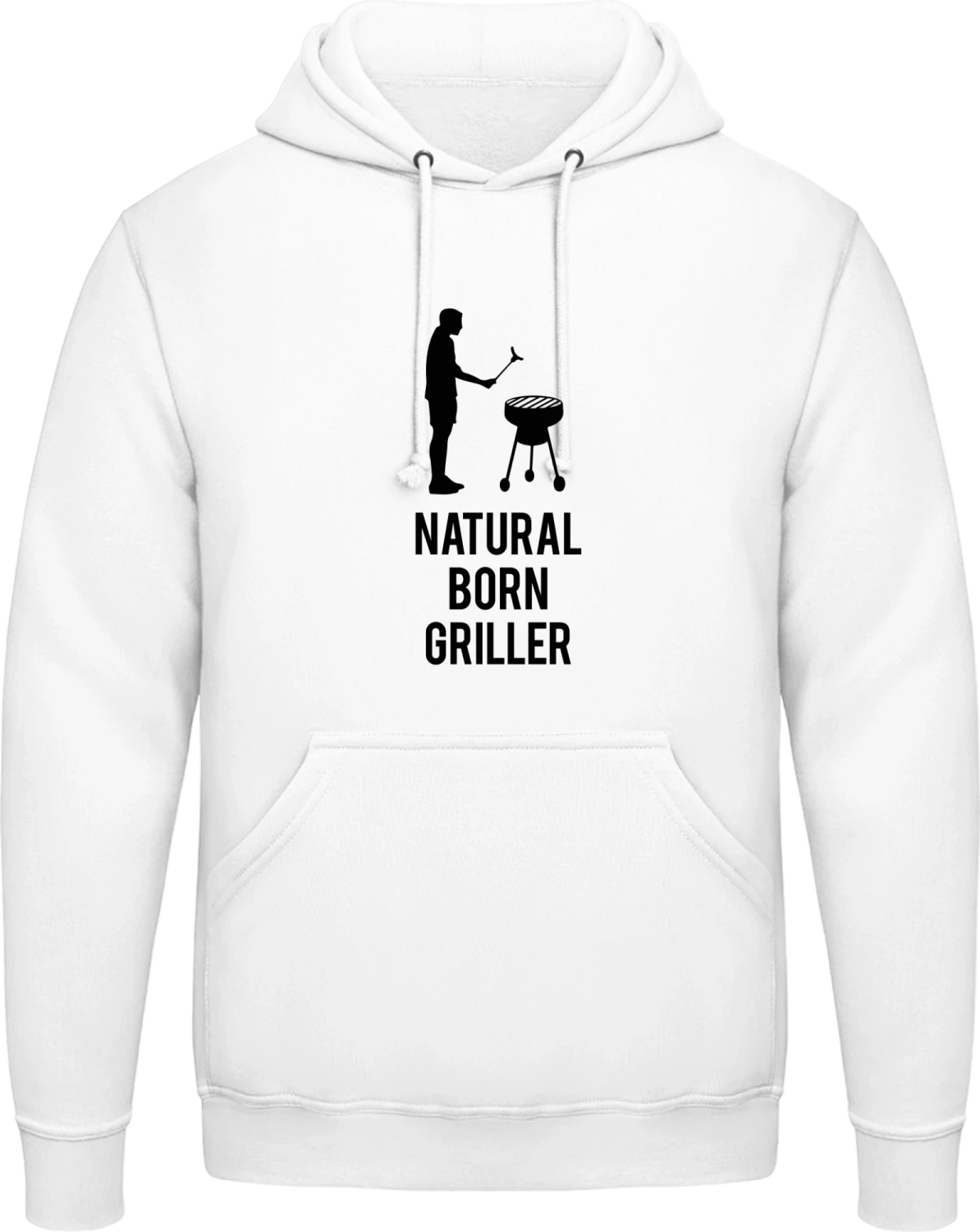 Natural Born Griller King - Arctic white AWDis man hoodie - Front