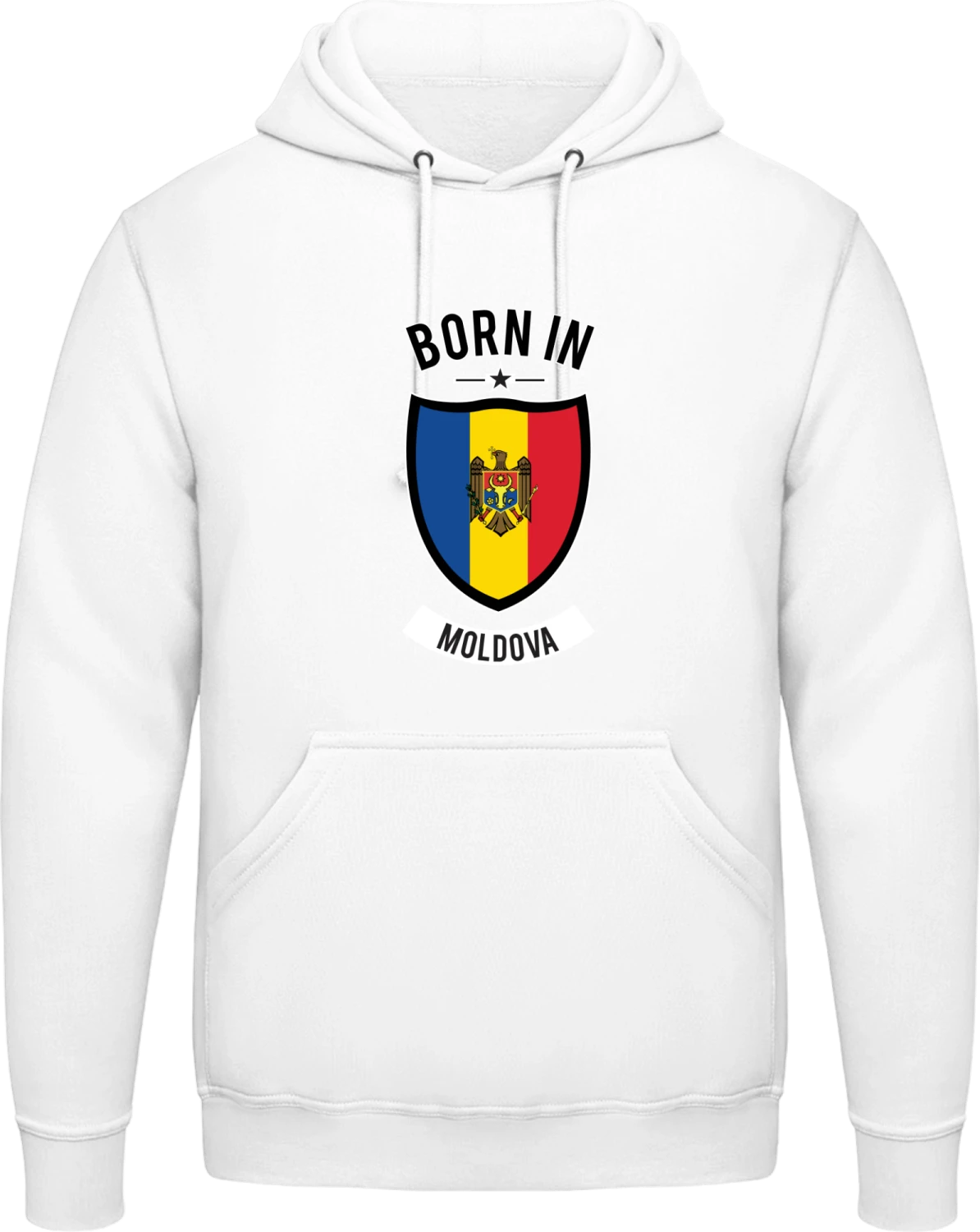 Born in Moldova - Arctic white AWDis man hoodie - Front