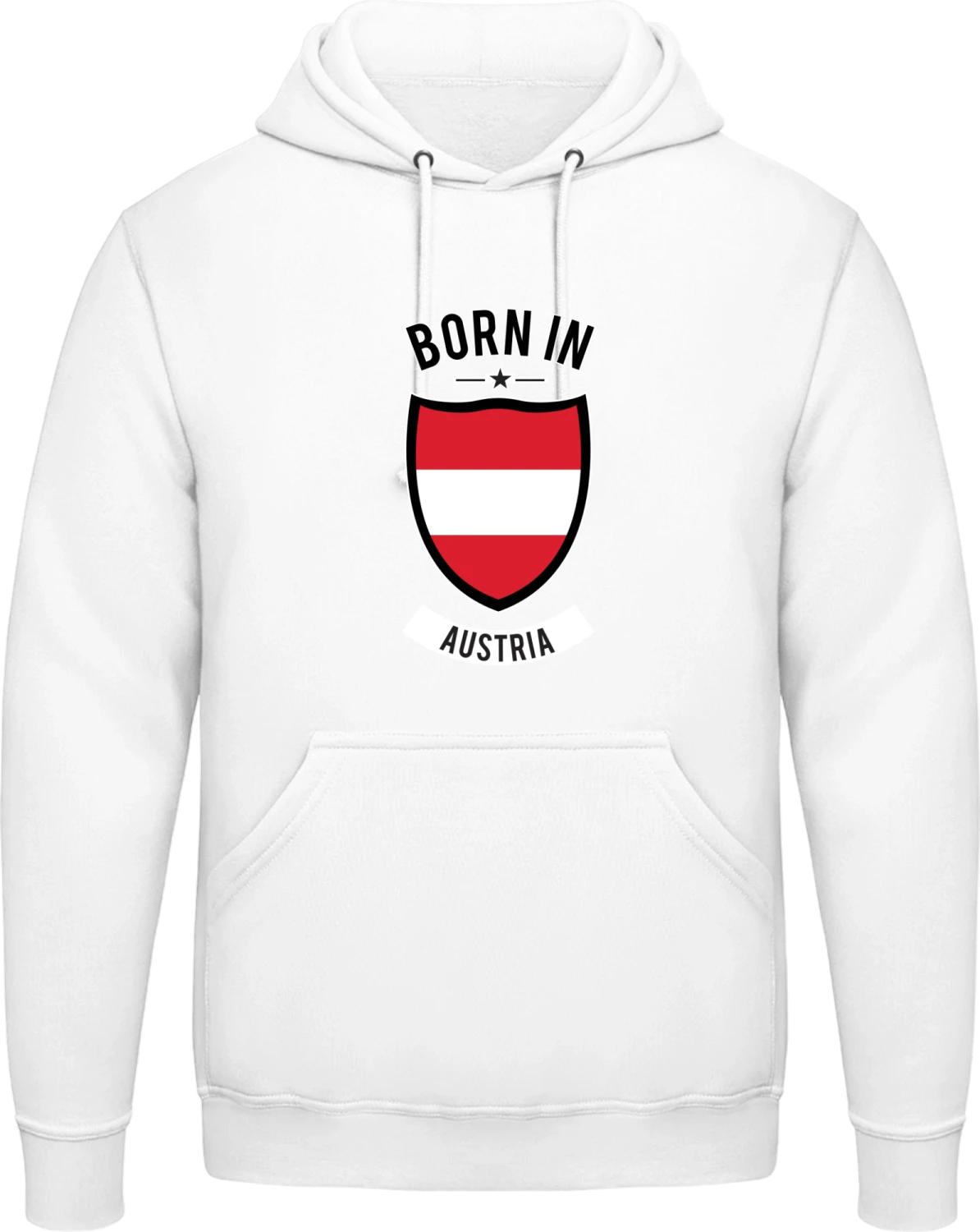 Born in Austria - Arctic white AWDis man hoodie - Front