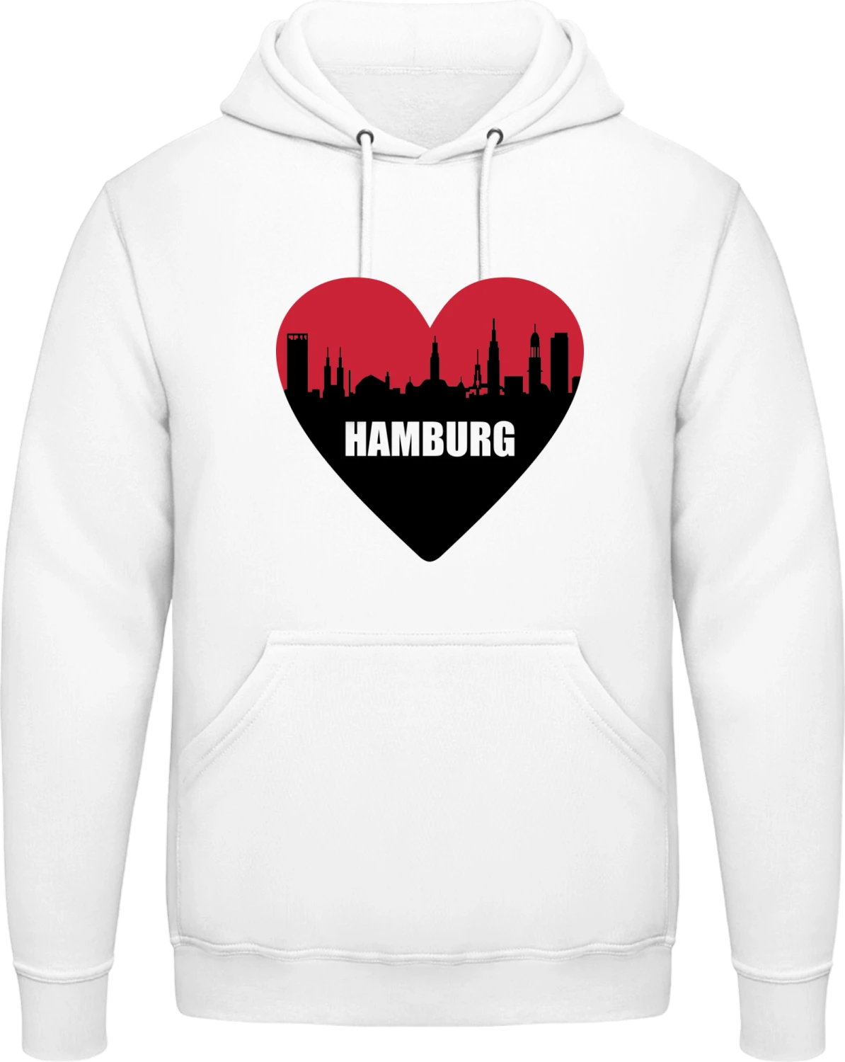 Hamburg Heart - Arctic white AWDis man hoodie - Front