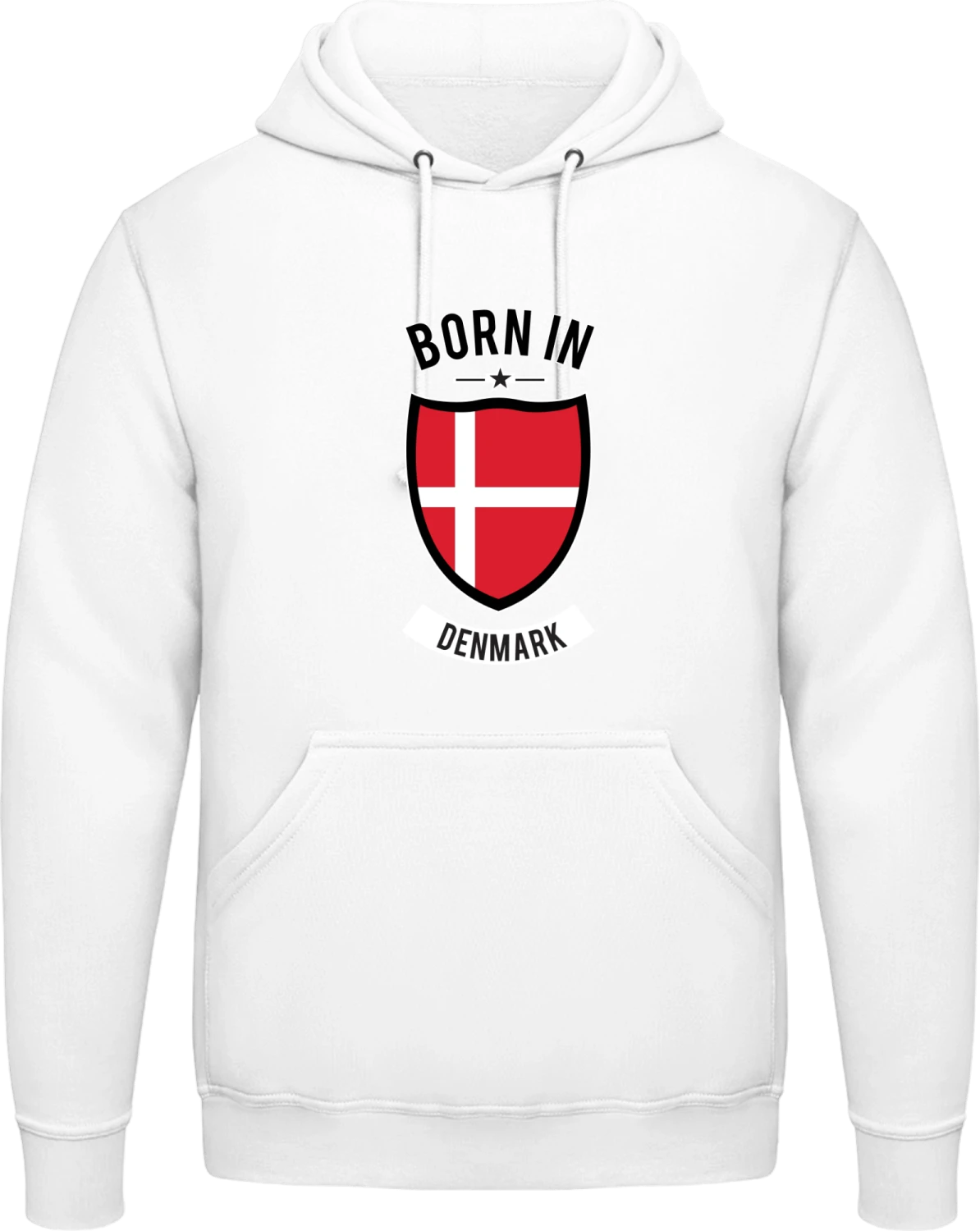 Born in Denmark - Arctic white AWDis man hoodie - Front