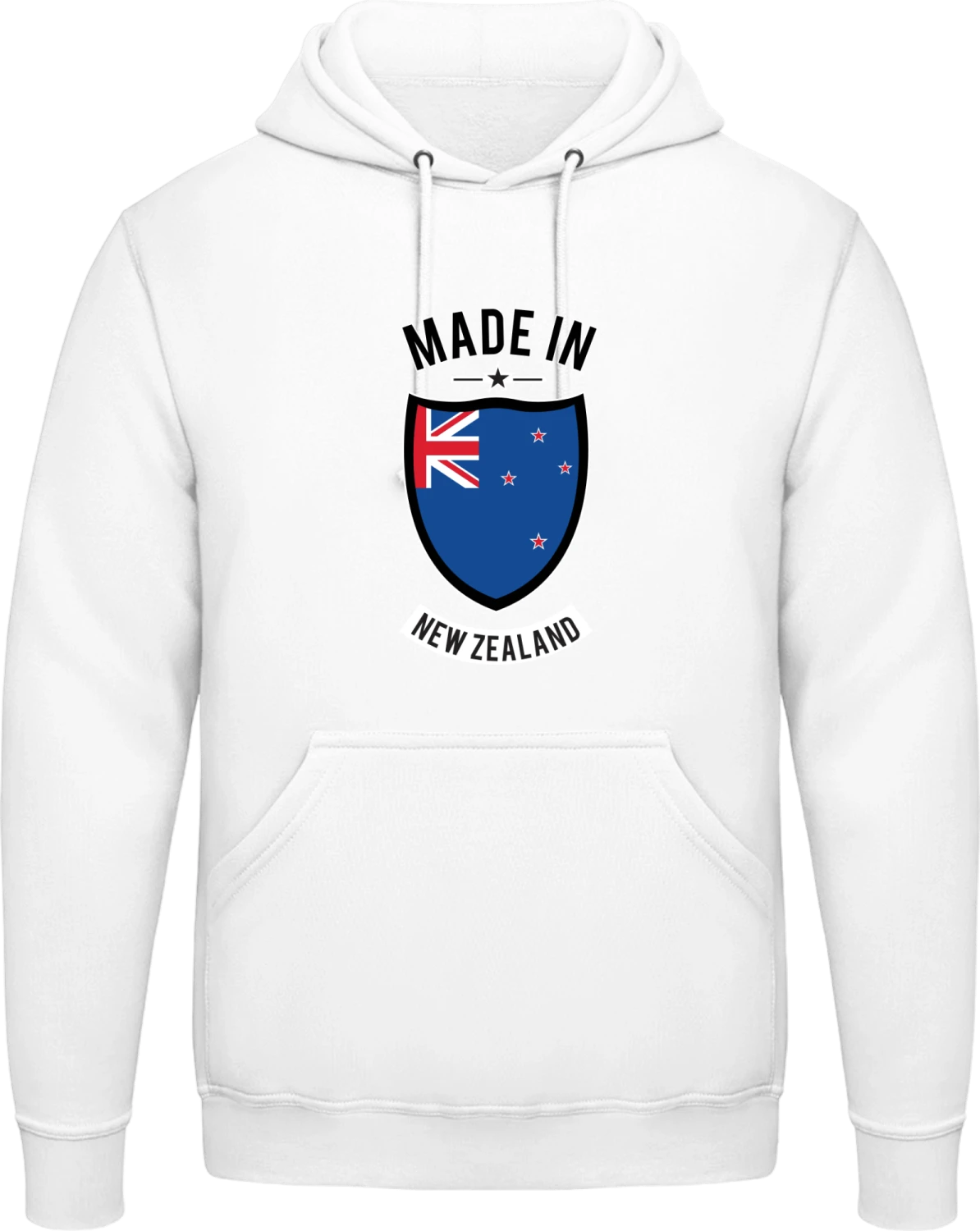 Made in New Zealand - Arctic white AWDis man hoodie - Front