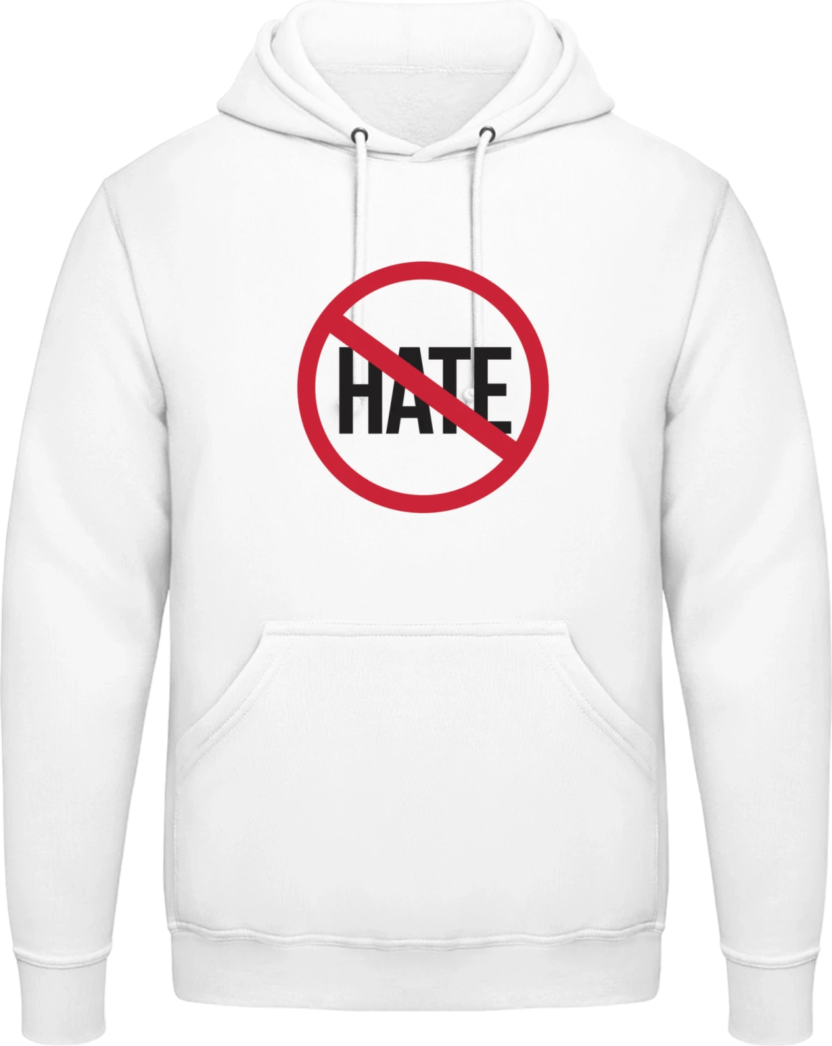 No Hate - Arctic white AWDis man hoodie - Front