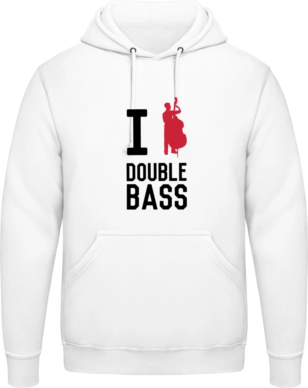 I Love Double Bass - Arctic white AWDis man hoodie - Front