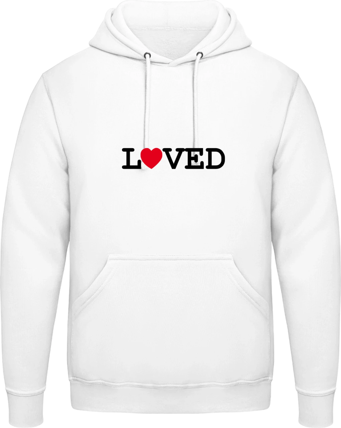 Loved - Arctic white AWDis man hoodie - Front