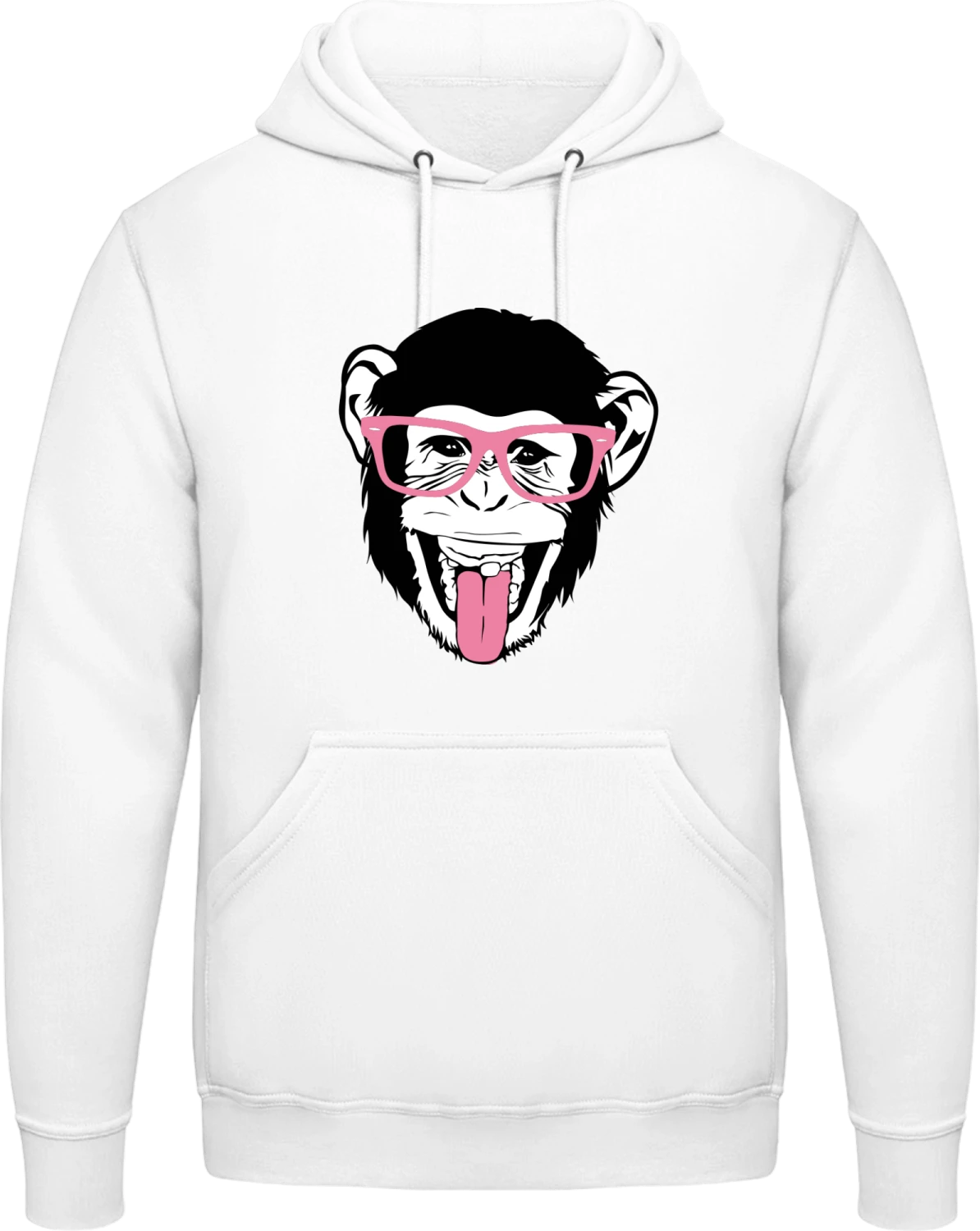 Chimpanzee With Glasses - Arctic white AWDis man hoodie - Front