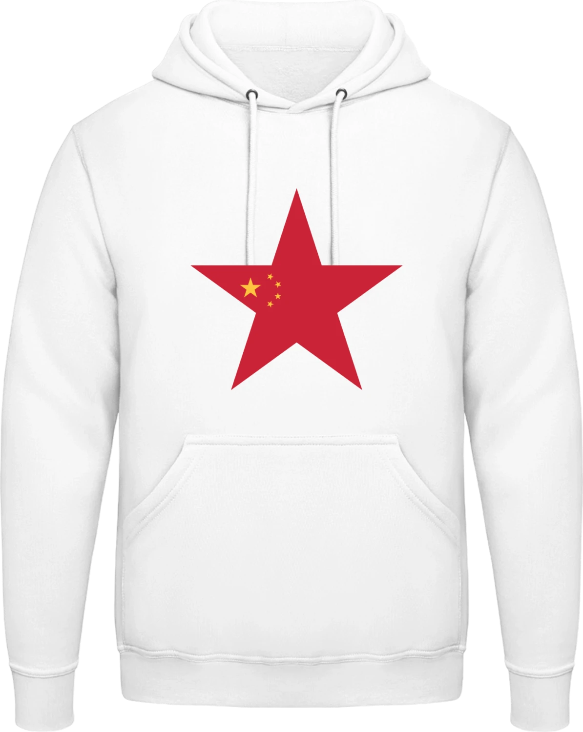 Chinese Star - Arctic white AWDis man hoodie - Front