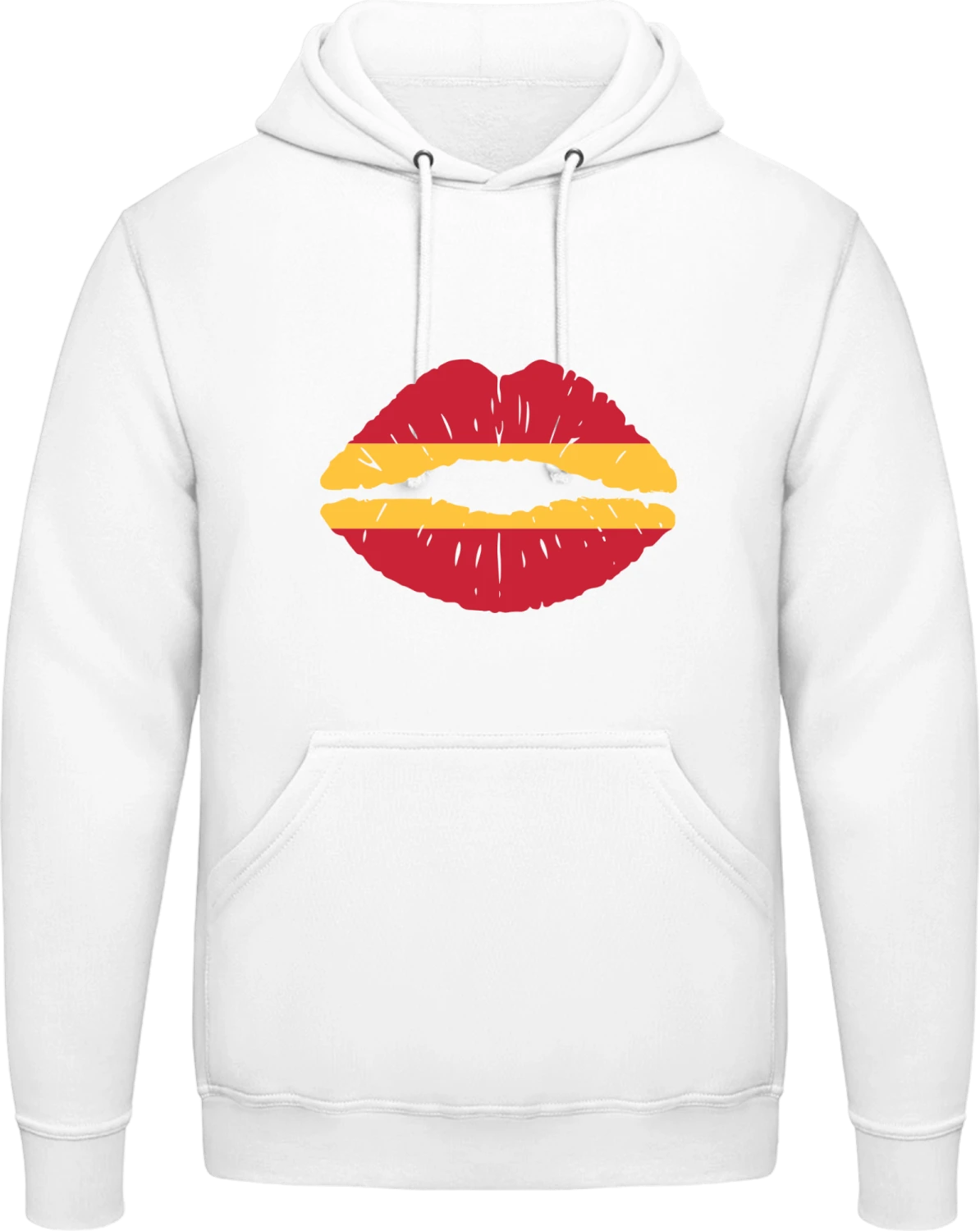 Spanish Kiss Flag - Arctic white AWDis man hoodie - Front