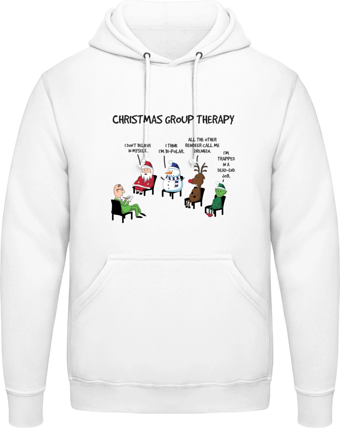 Christmas Group Therapy - Arctic white AWDis man hoodie - Front