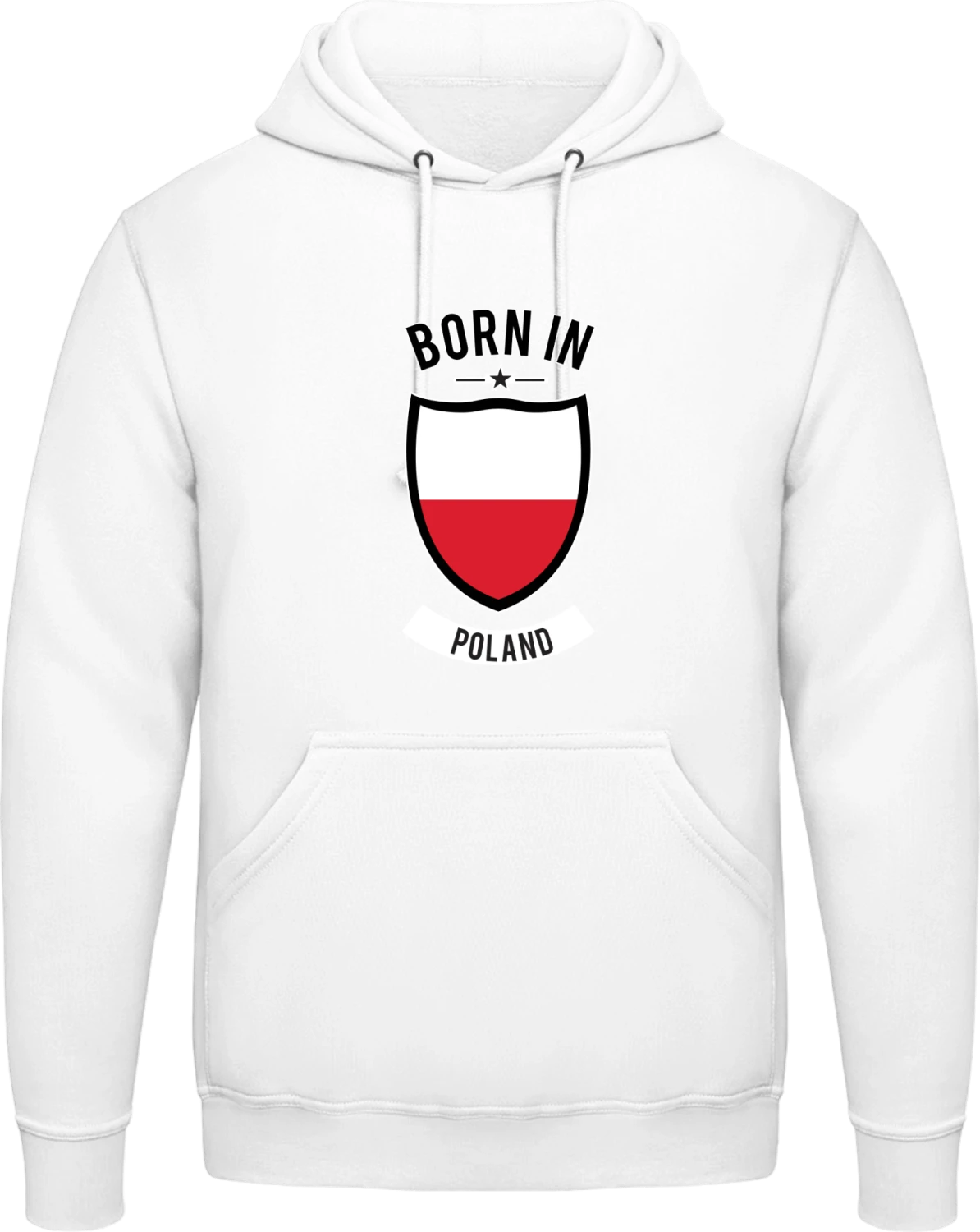 Born in Poland - Arctic white AWDis man hoodie - Front