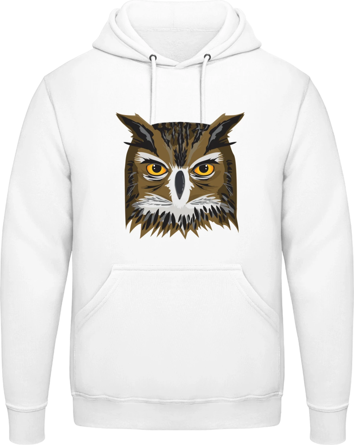 Owl Face - Arctic white AWDis man hoodie - Front