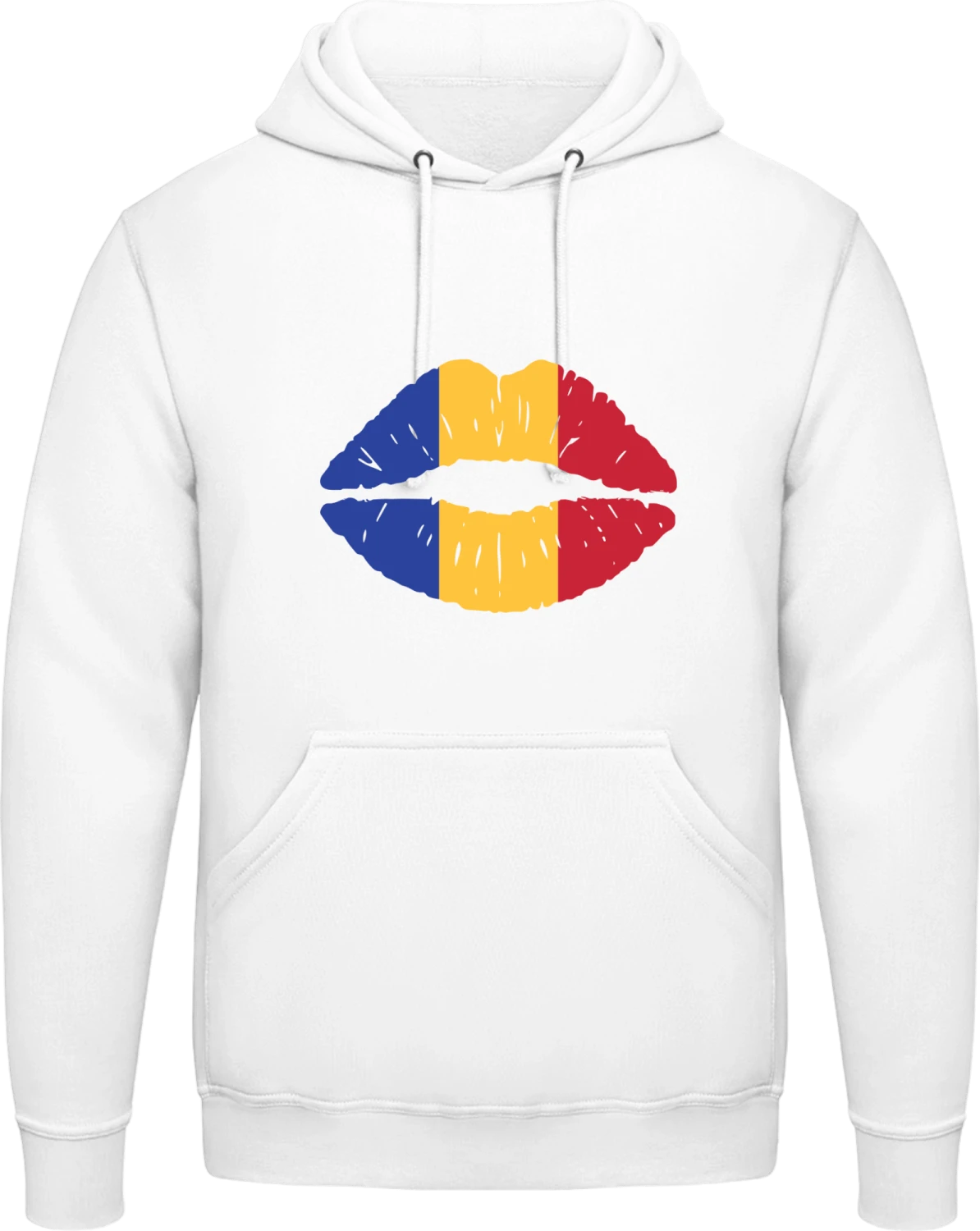 Romanian Kiss Flag - Arctic white AWDis man hoodie - Front