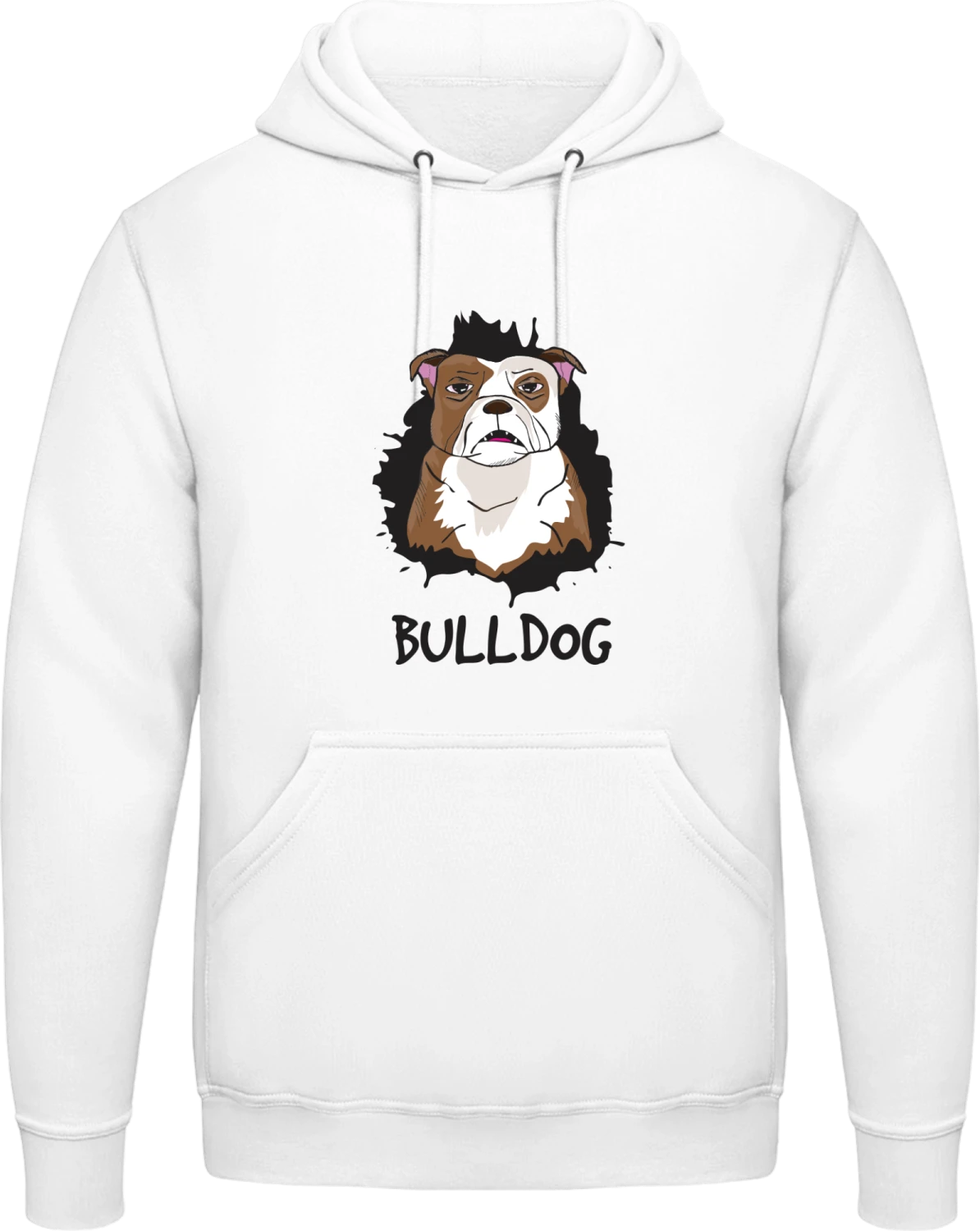 Bulldog - Arctic white AWDis man hoodie - Front