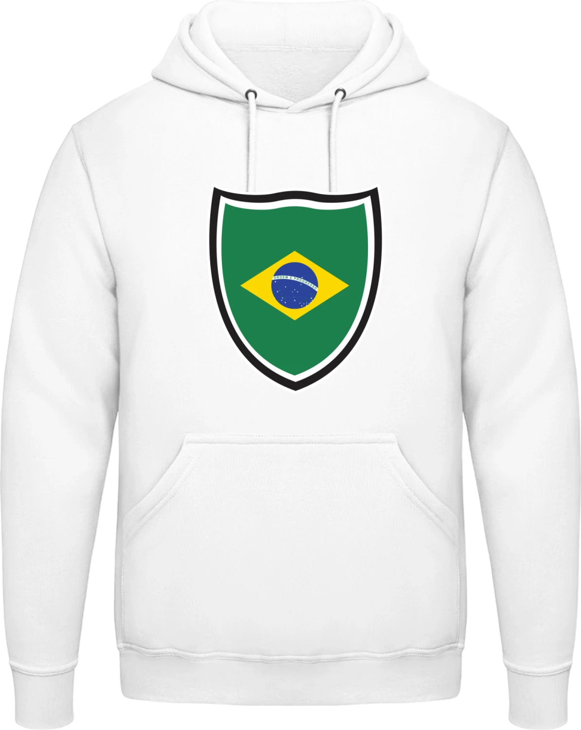 Brazil Shield - Arctic white AWDis man hoodie - Front