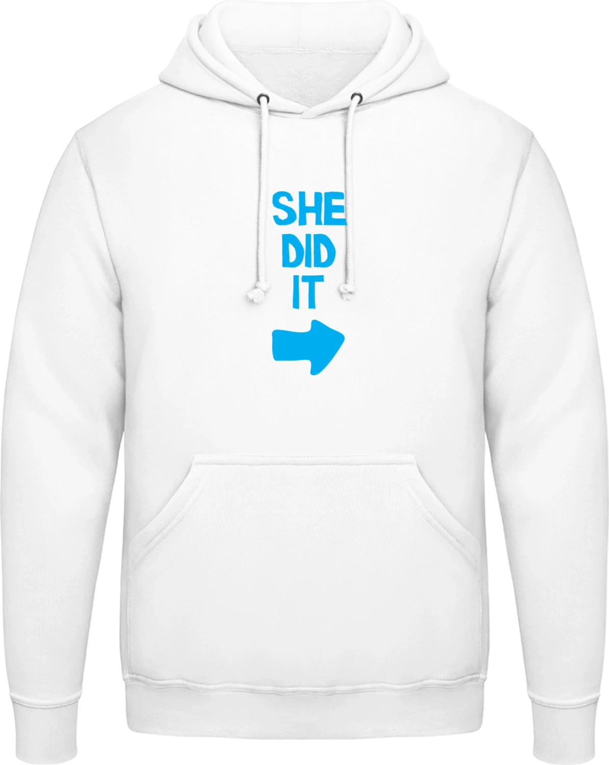 She Did It - Arctic white AWDis man hoodie - Front