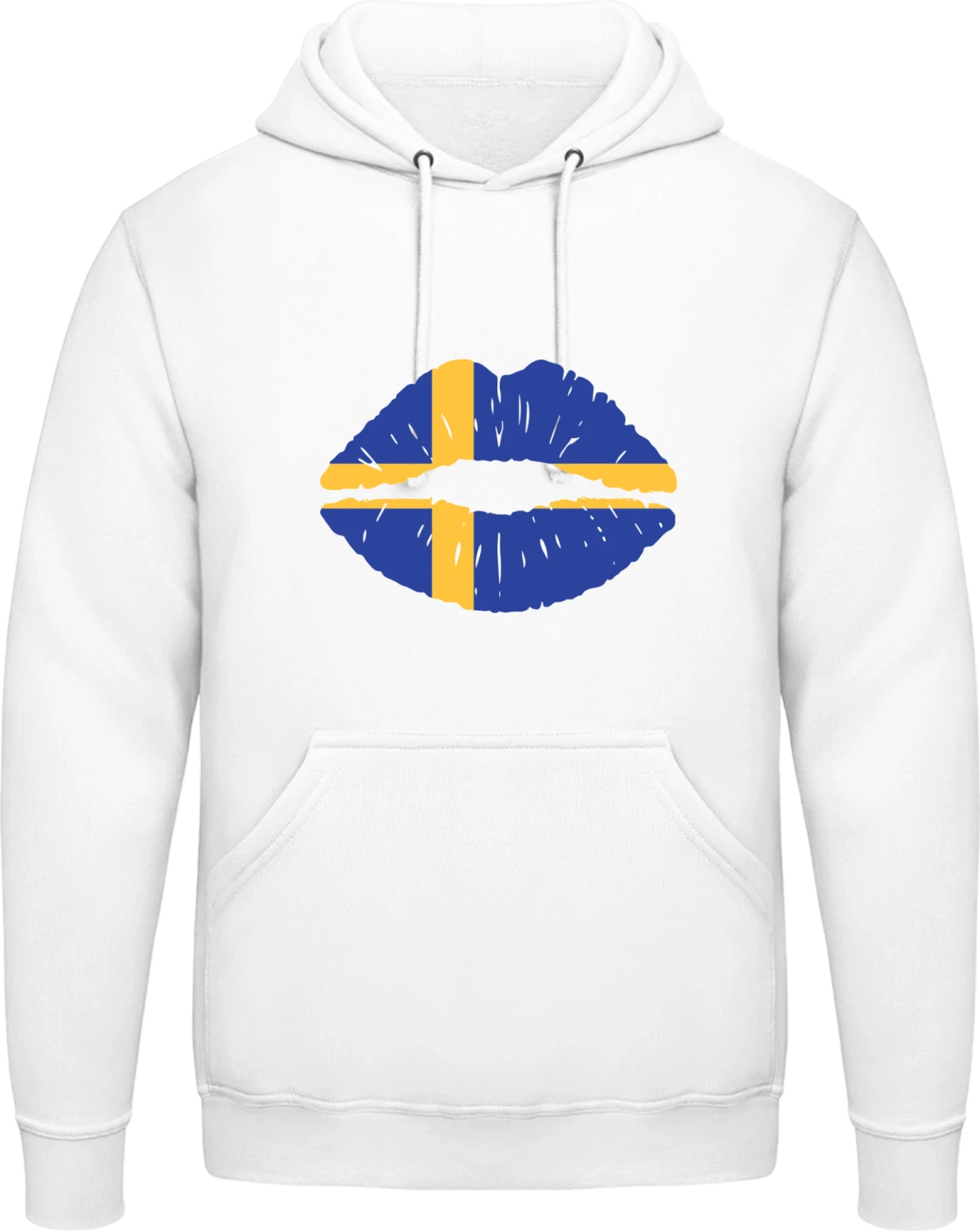 Swedish Kiss Flag - Arctic white AWDis man hoodie - Front