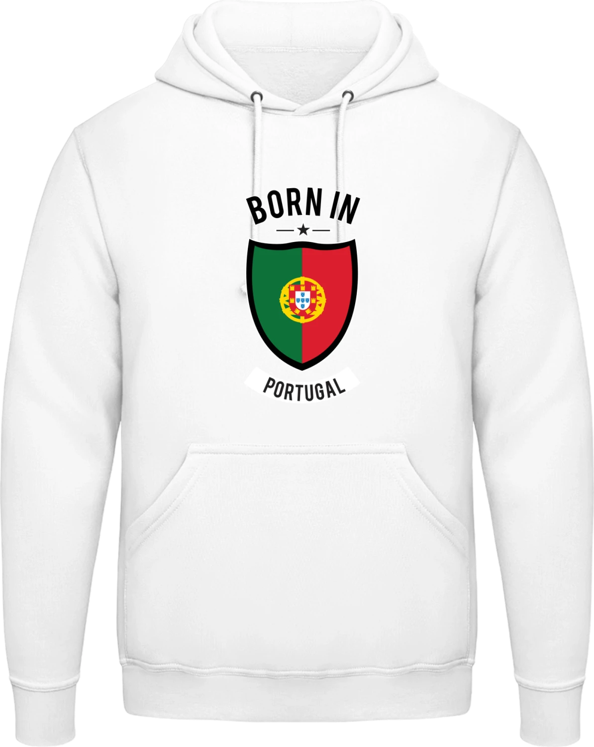 Born in Portugal - Arctic white AWDis man hoodie - Front