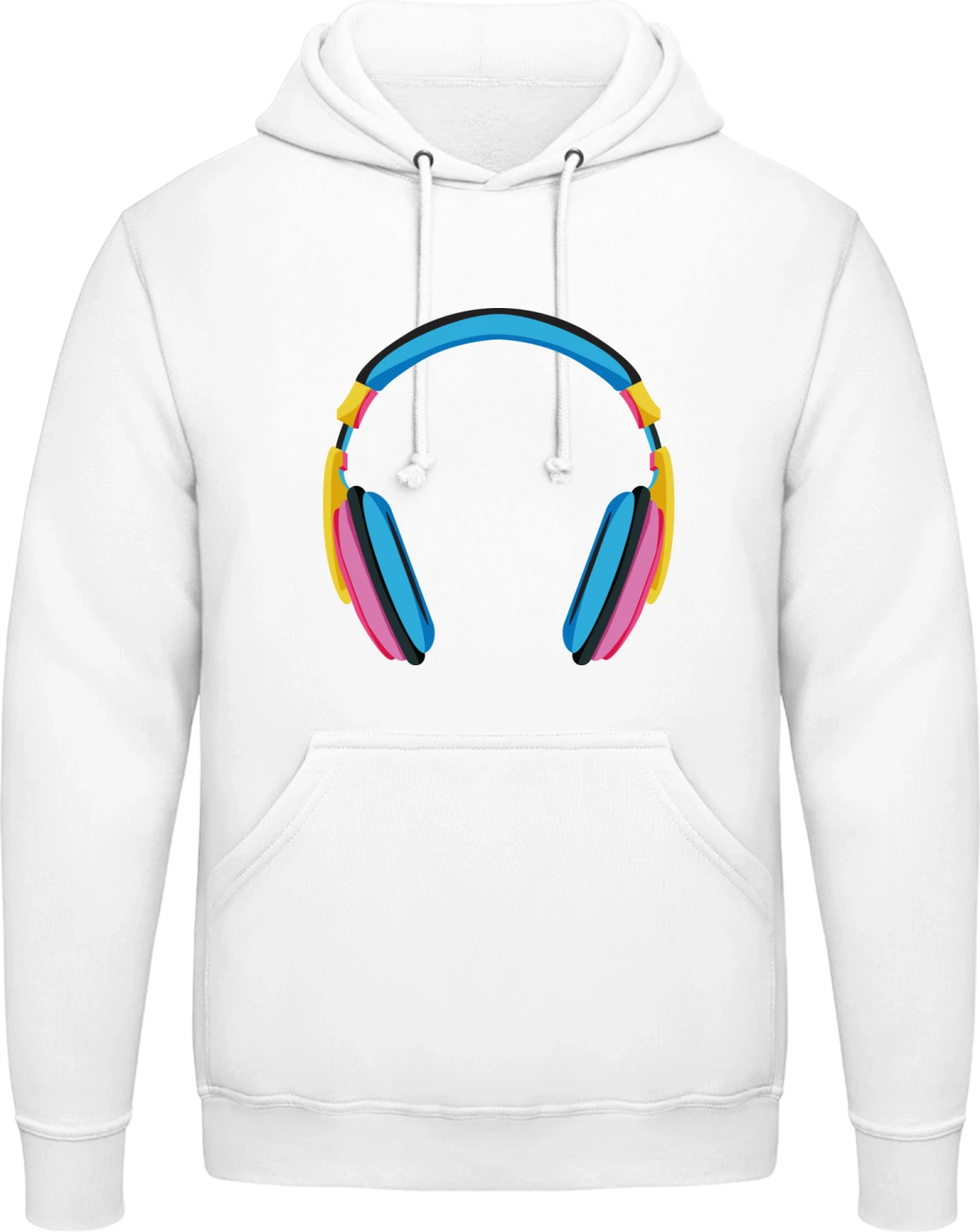 Funky Headphone - Arctic white AWDis man hoodie - Front