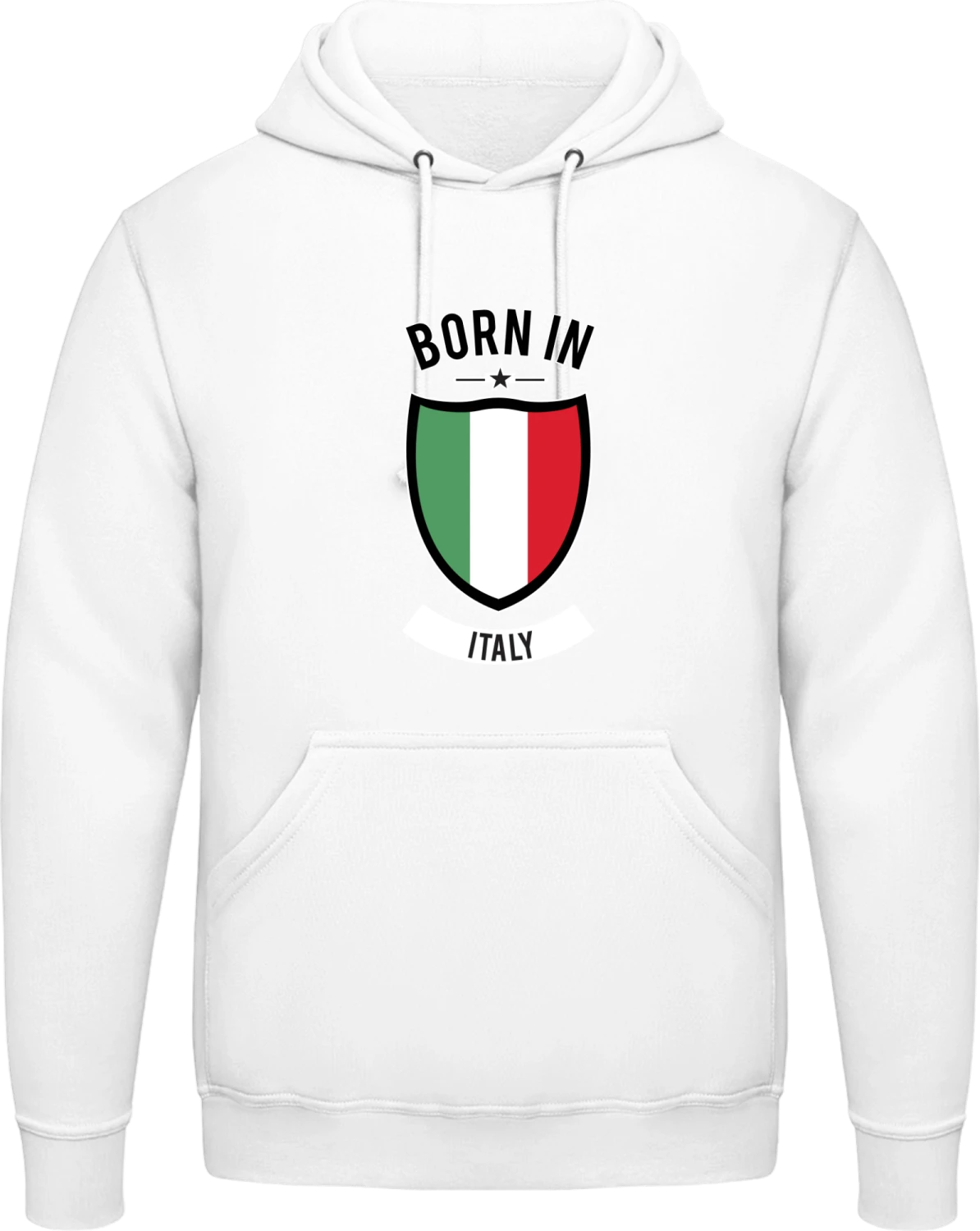 Born in Italy - Arctic white AWDis man hoodie - Front