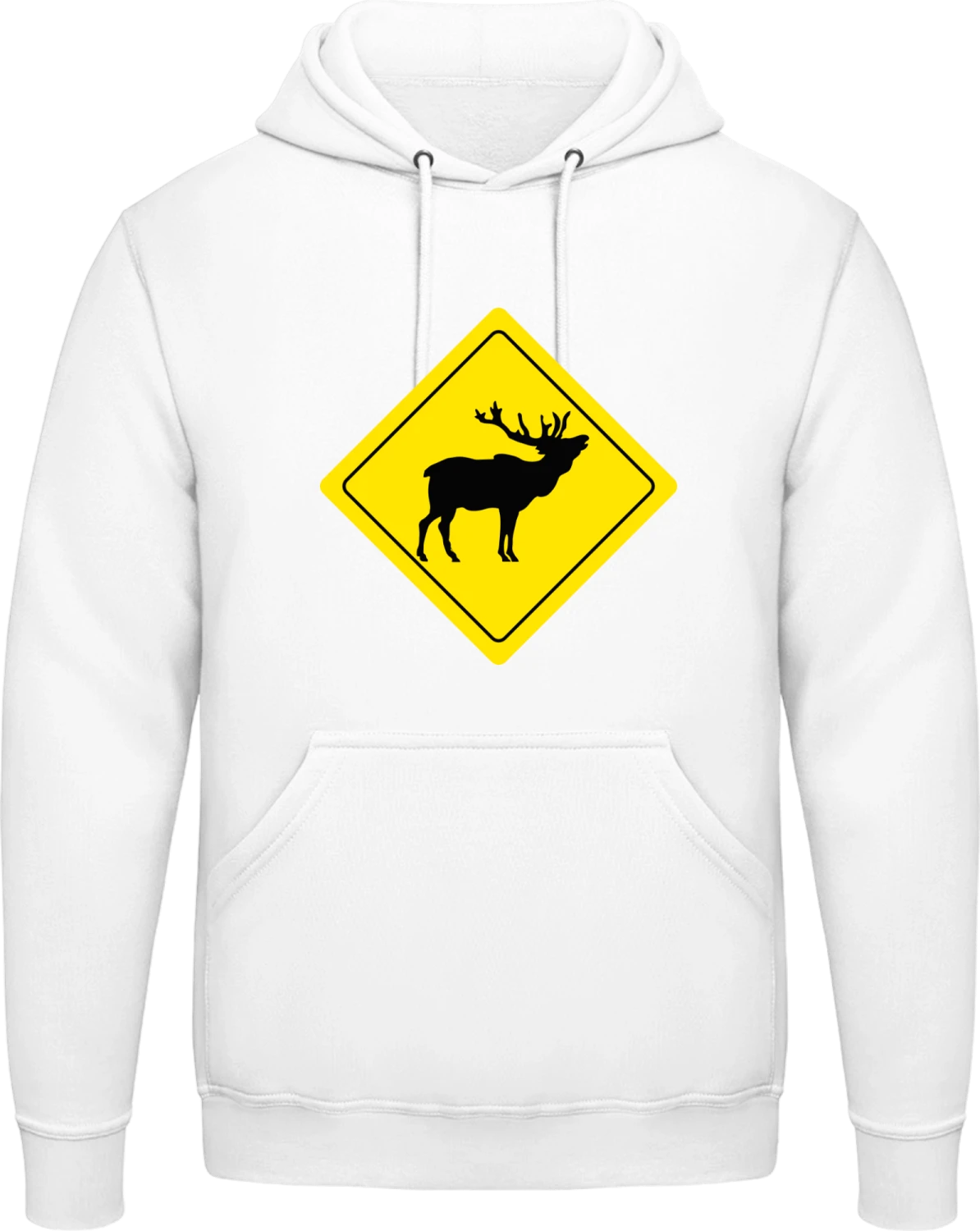 Stag Warning - Arctic white AWDis man hoodie - Front